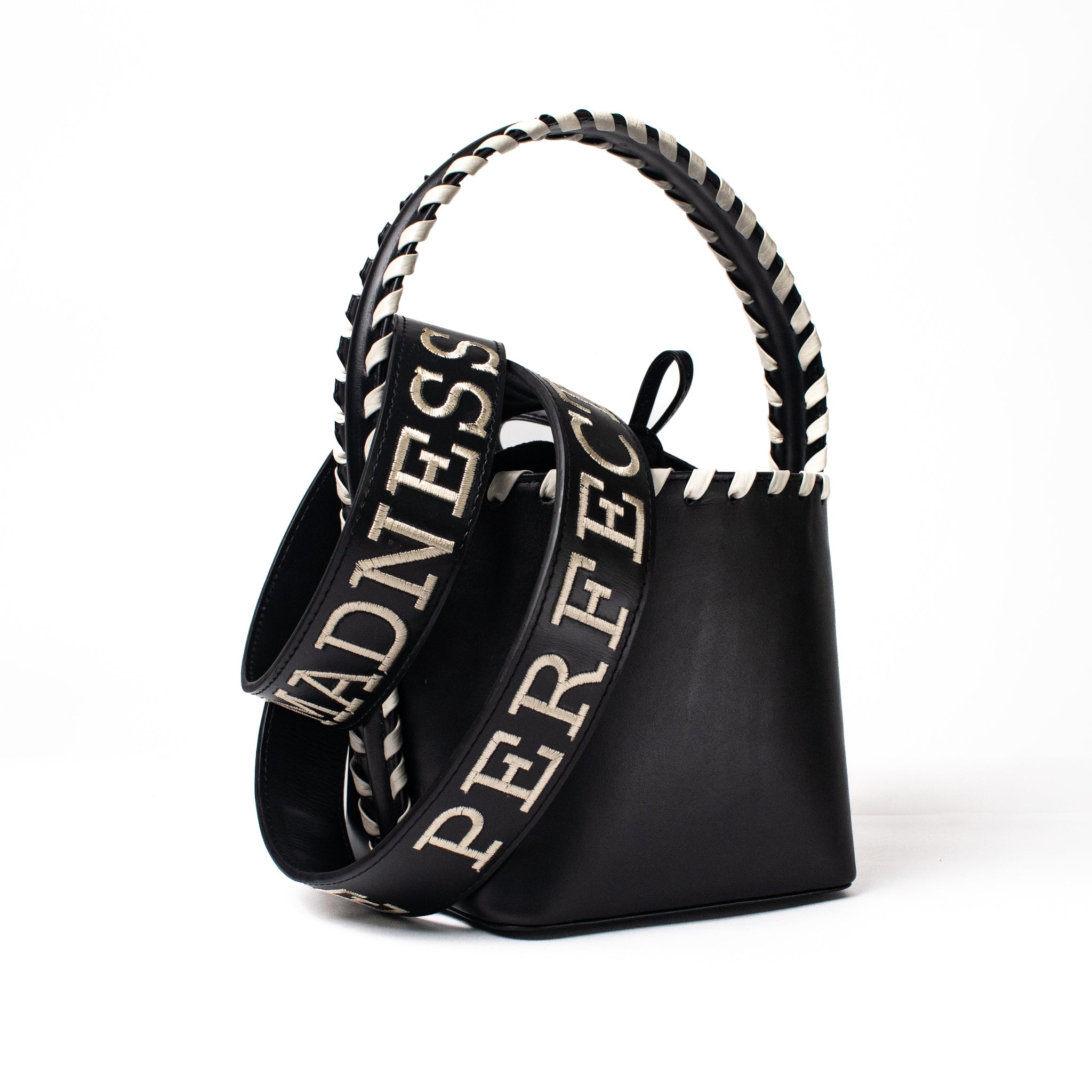 MARTINA bag - negro x tejido beige