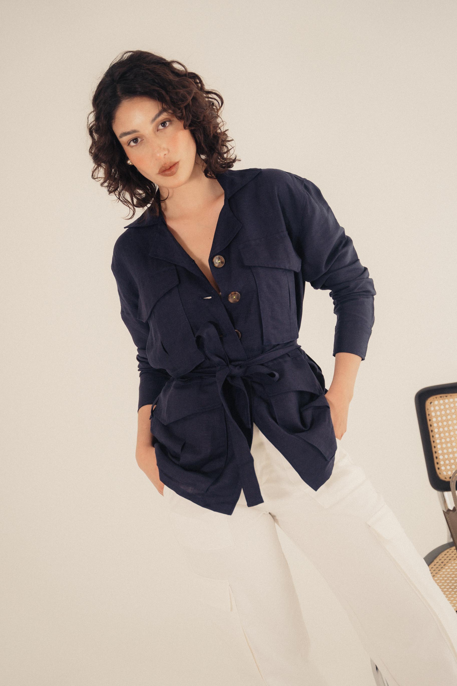 SAFARI jacket - NAVY blue - DIVINA CASTIDAD
