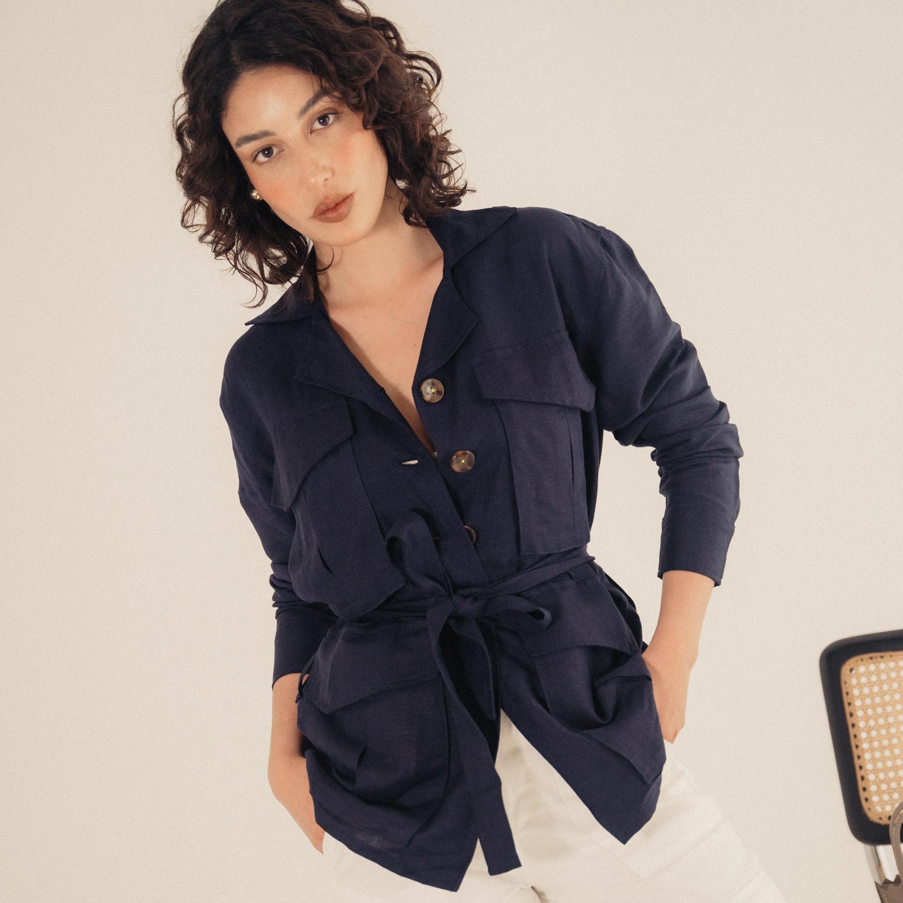 SAFARI jacket - NAVY blue - DIVINA CASTIDAD