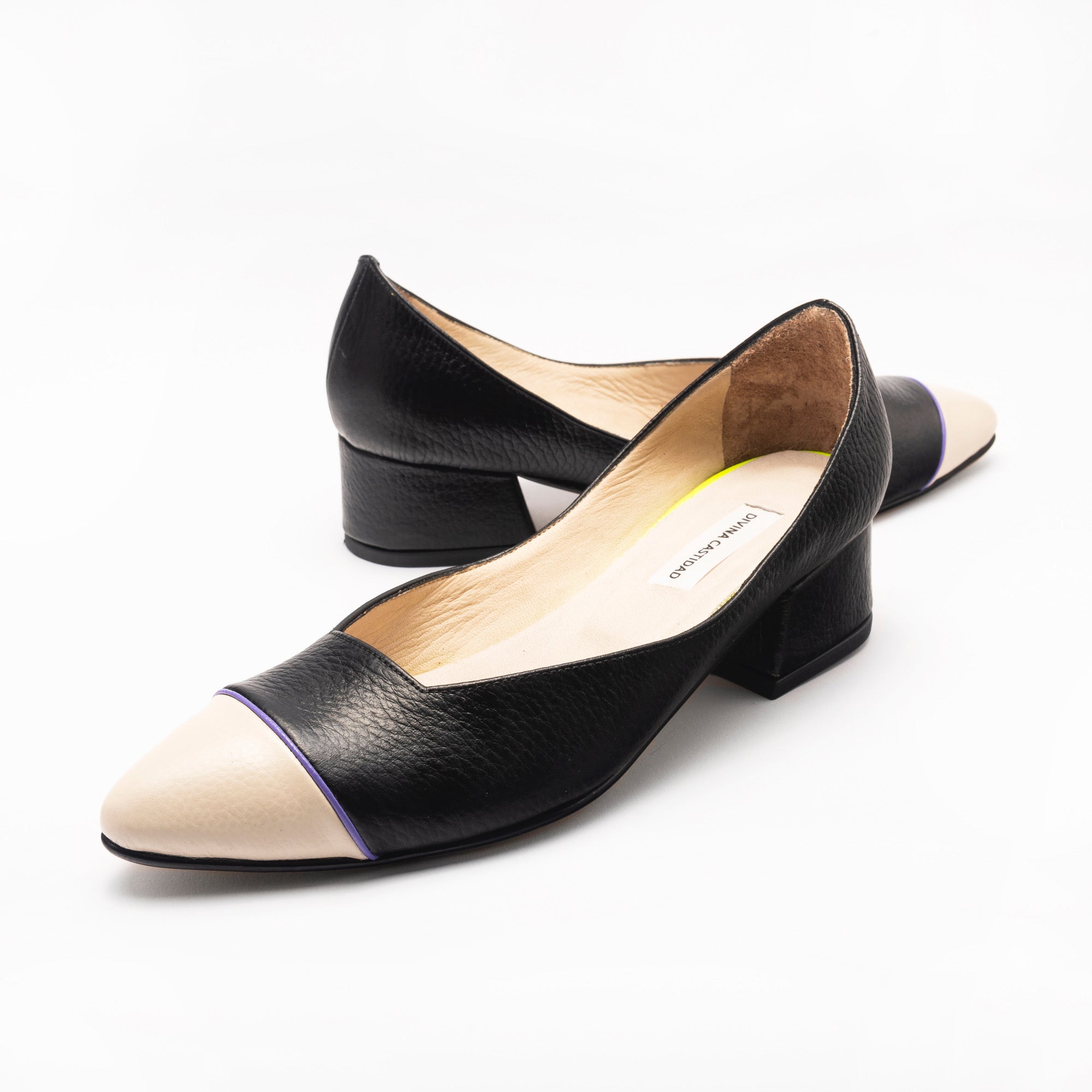 MIDI heels - NEGRO x beige + VIOLETA - DIVINA CASTIDAD