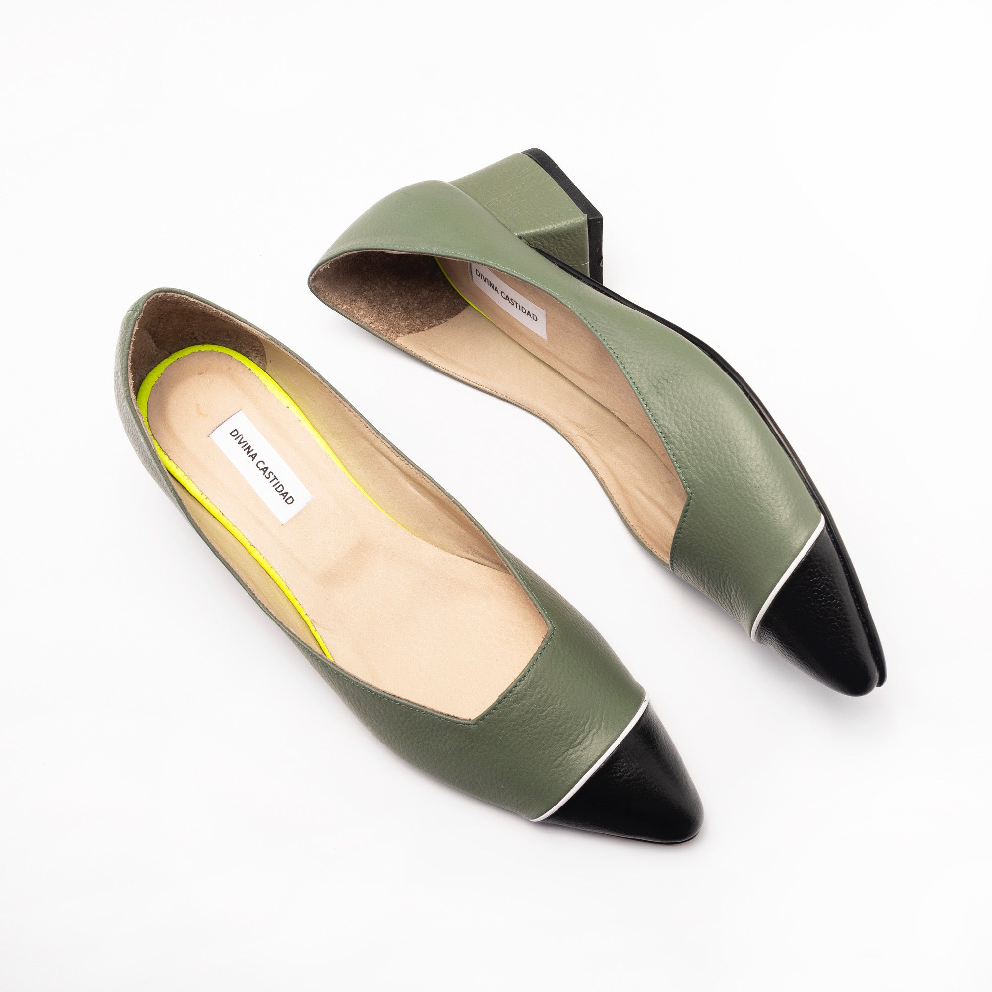 MIDI heels - SALVIA x NEGRO + blanco - DIVINA CASTIDAD