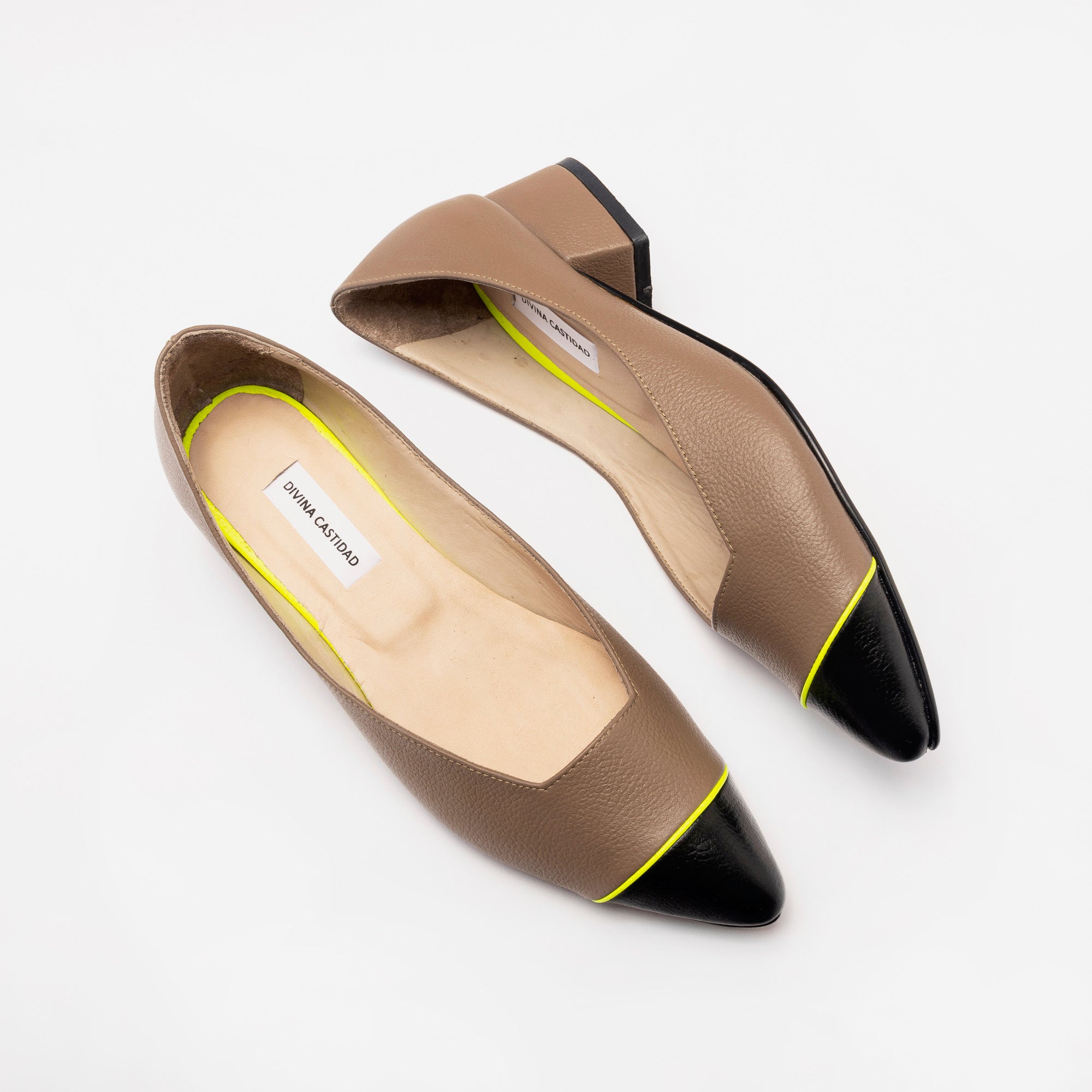MIDI heels - COCOA x negro + LIMÓN neón - DIVINA CASTIDAD