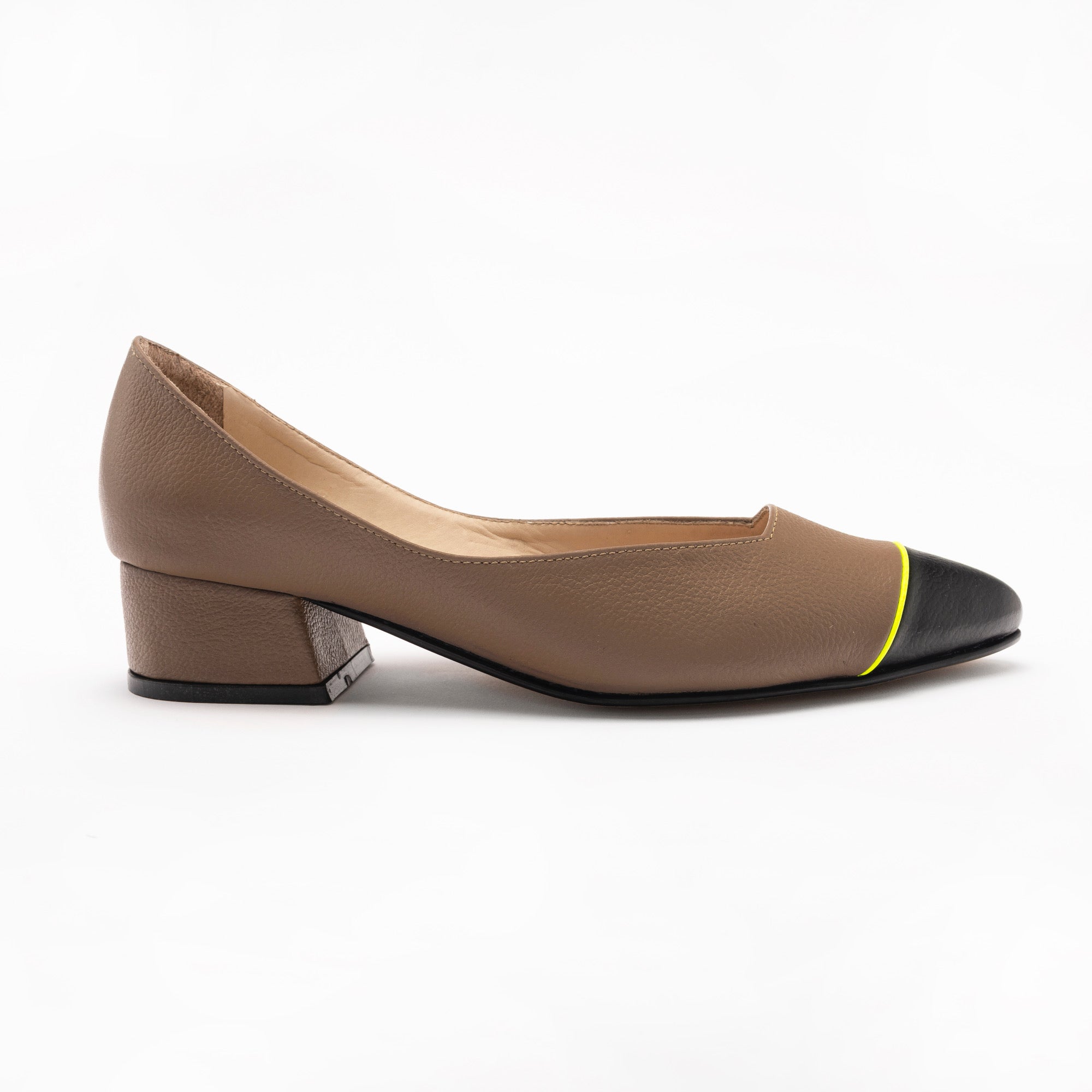 MIDI heels - COCOA x negro + LIMÓN neón - DIVINA CASTIDAD