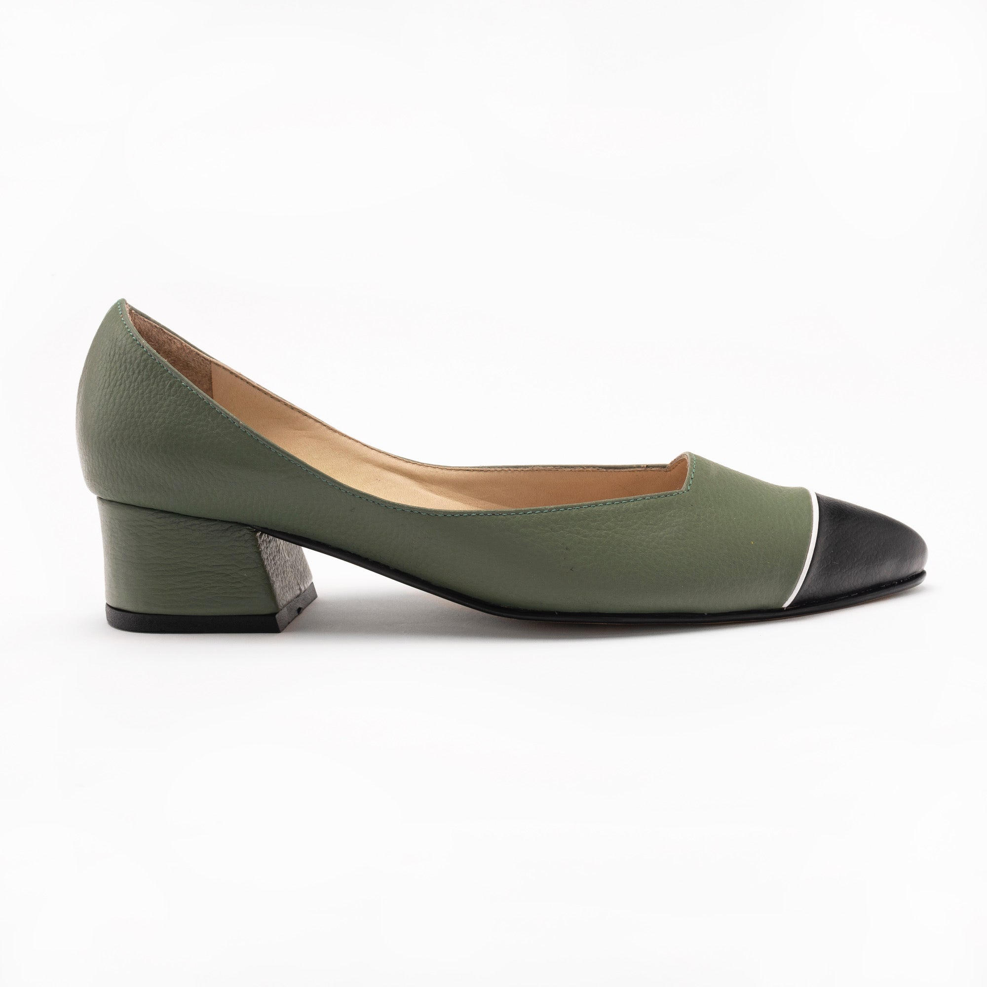 MIDI heels - SALVIA x NEGRO + blanco - DIVINA CASTIDAD