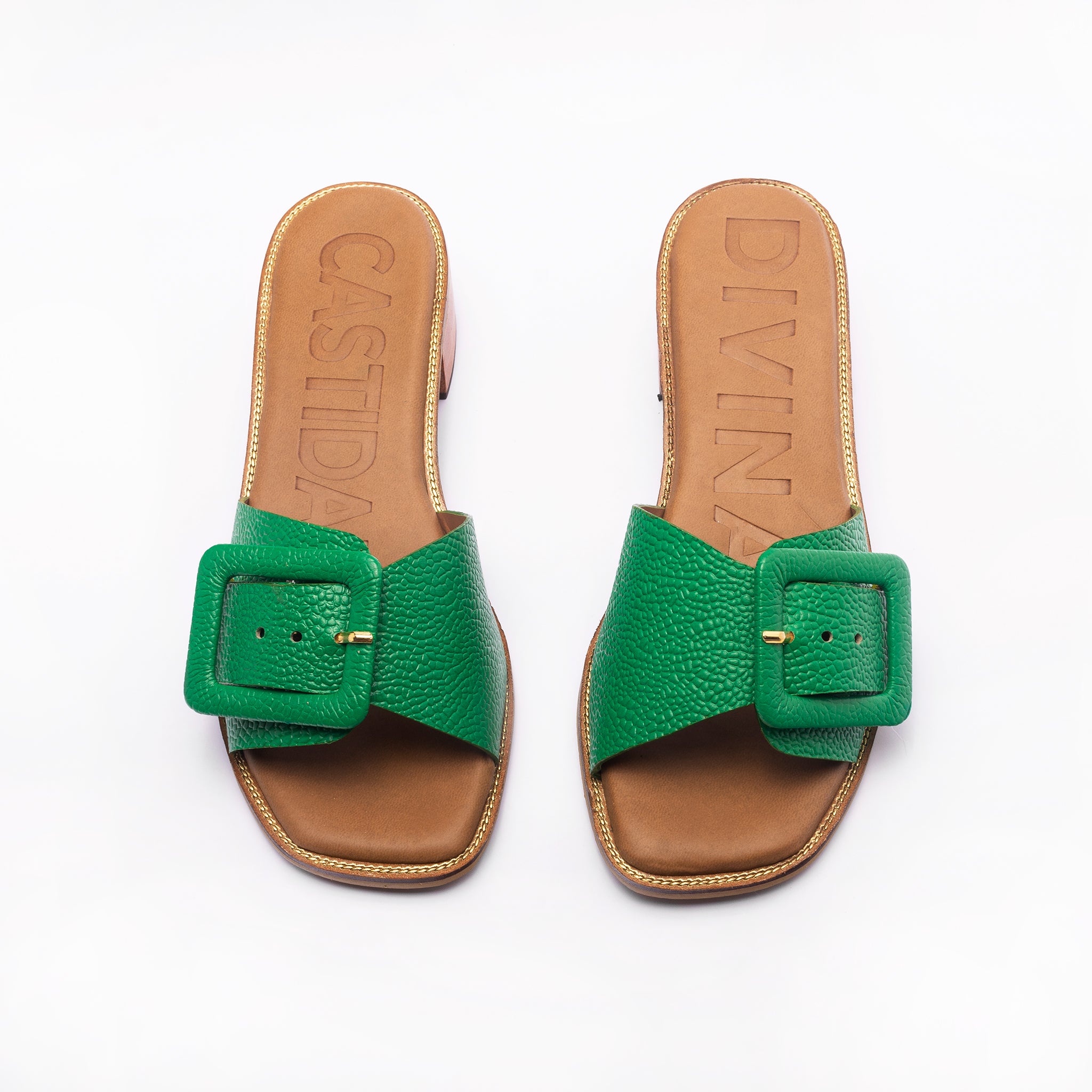 PALA hebilla SANDAL - verde TREBOL - DIVINA CASTIDAD