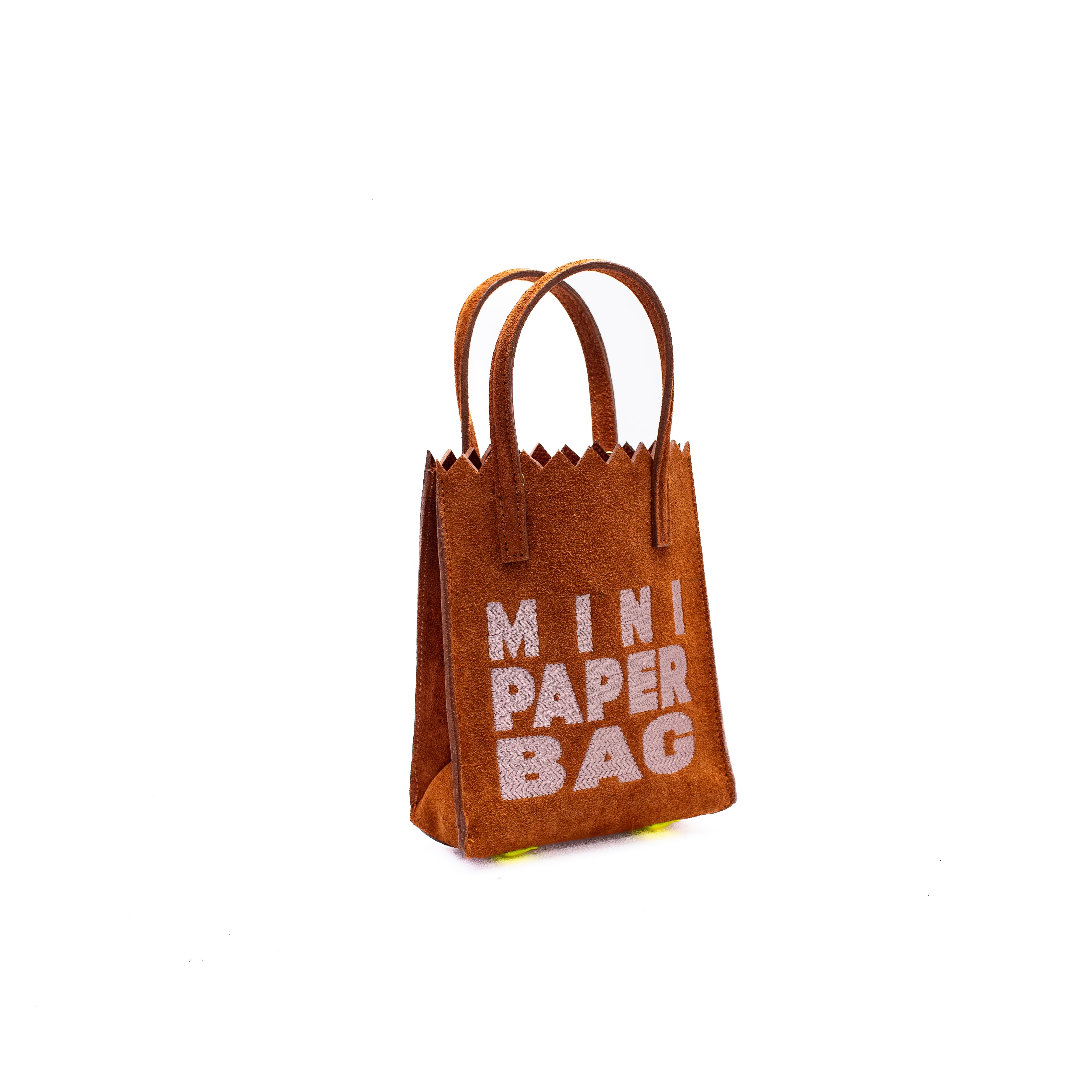MINI PAPER BAG suede - miel x bordado taupe