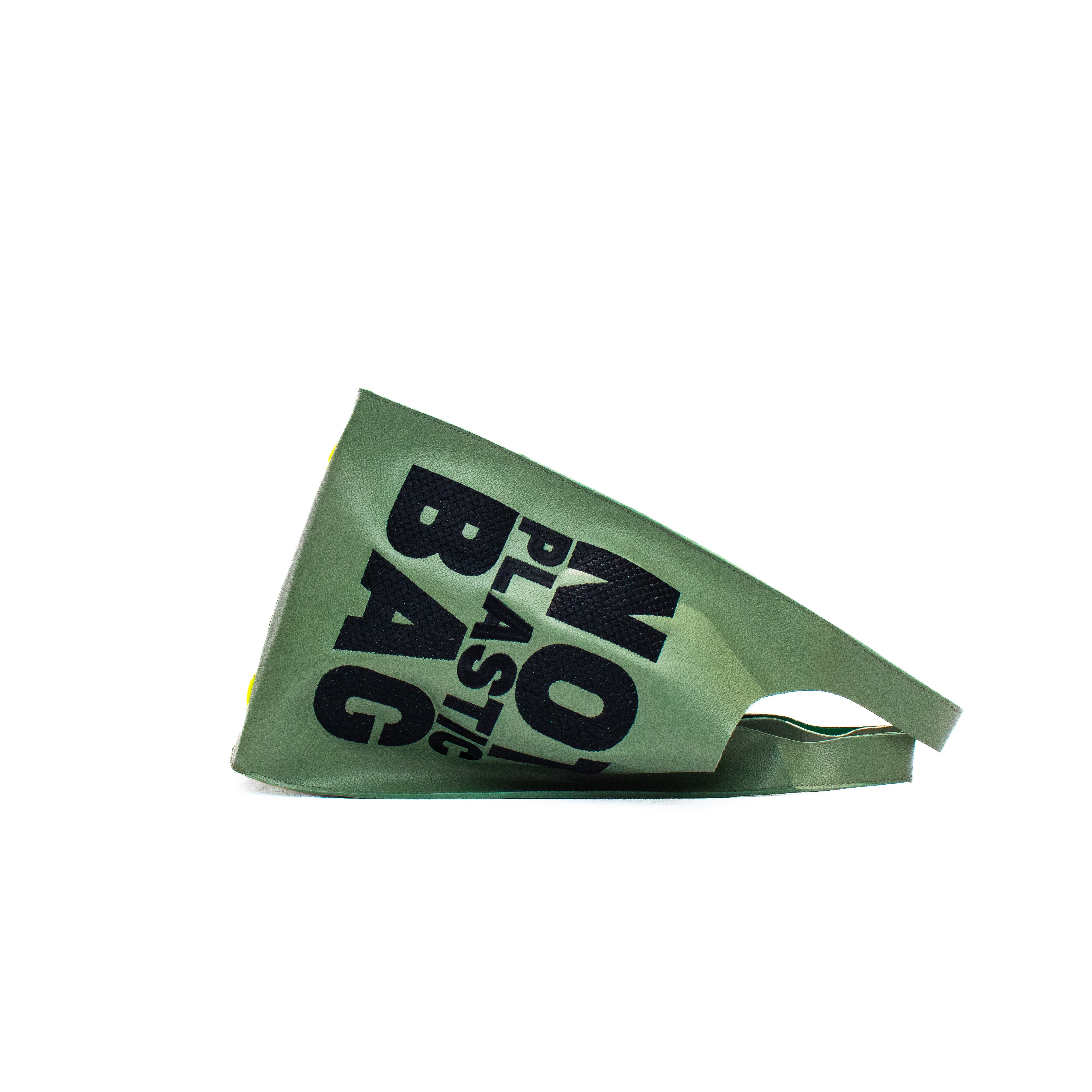 PLASTIC BAG MIDI - salvia x bordado negro