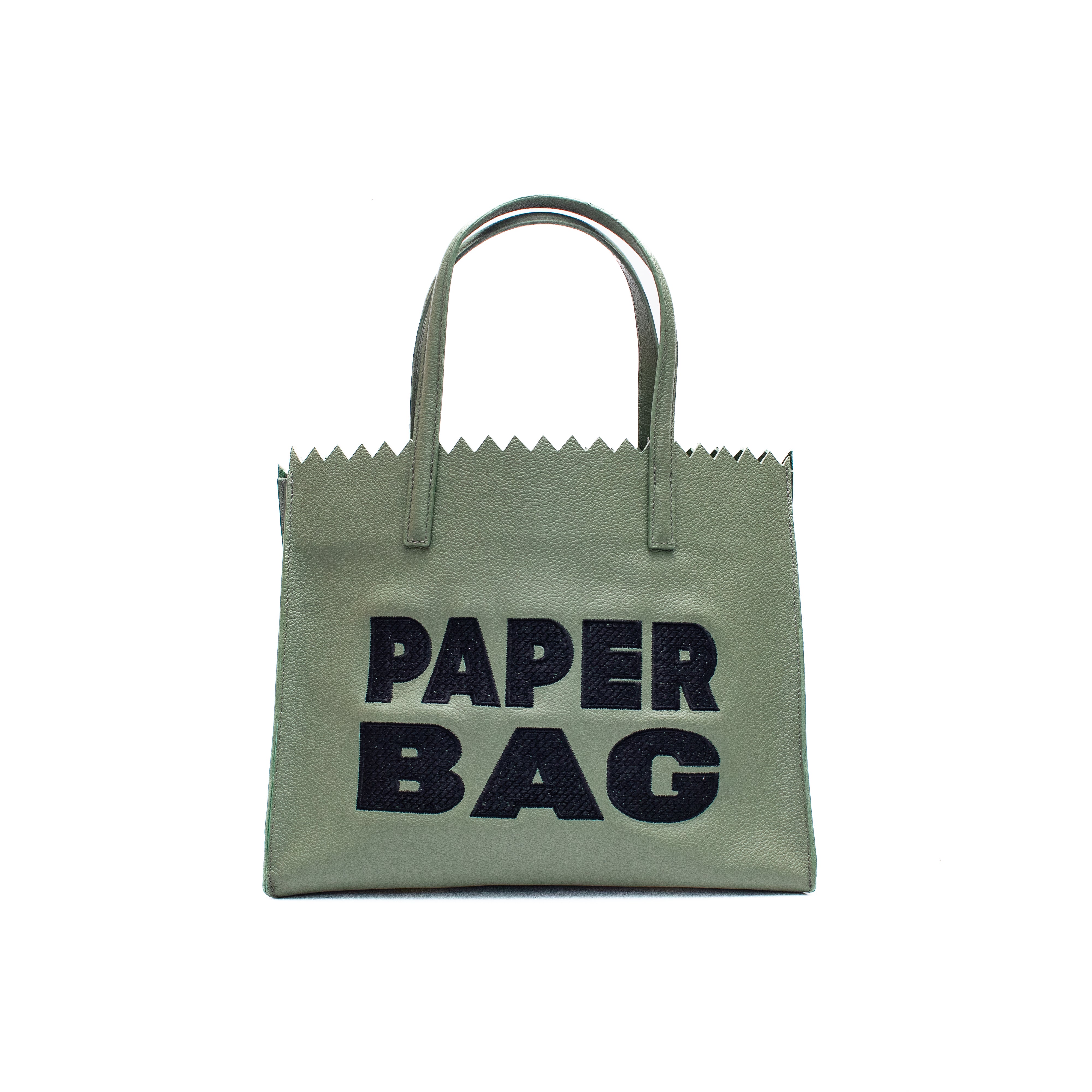PAPER BAG SHORT - salvia x bordado negro