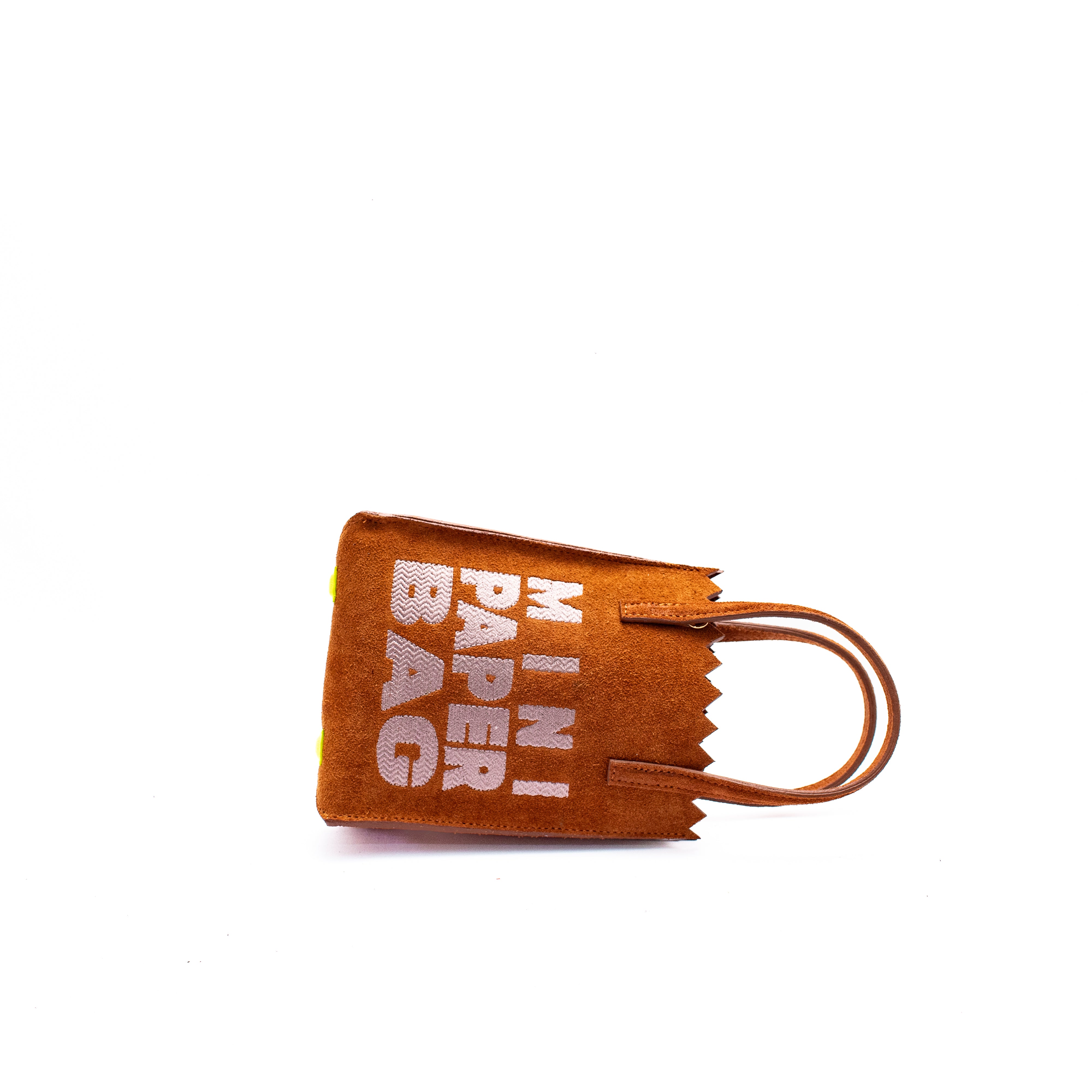 MINI PAPER BAG suede - miel x bordado taupe