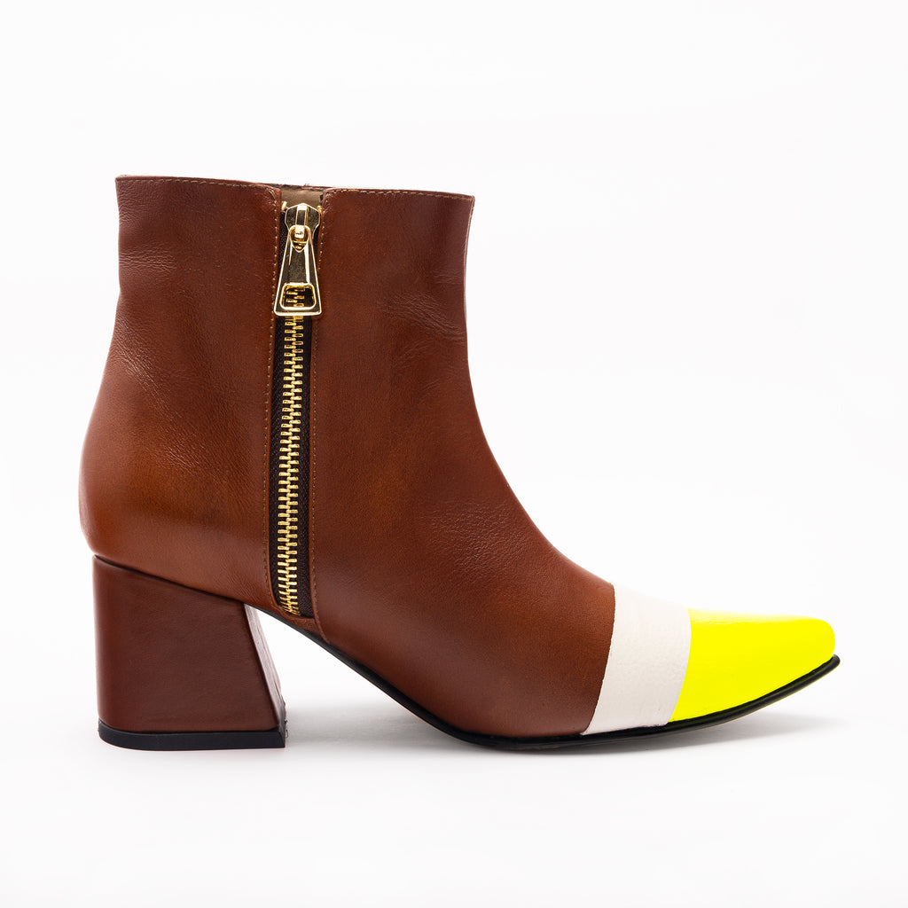 ANKLE boots - MIEL + limón NEÓN + beige - divinacastidad