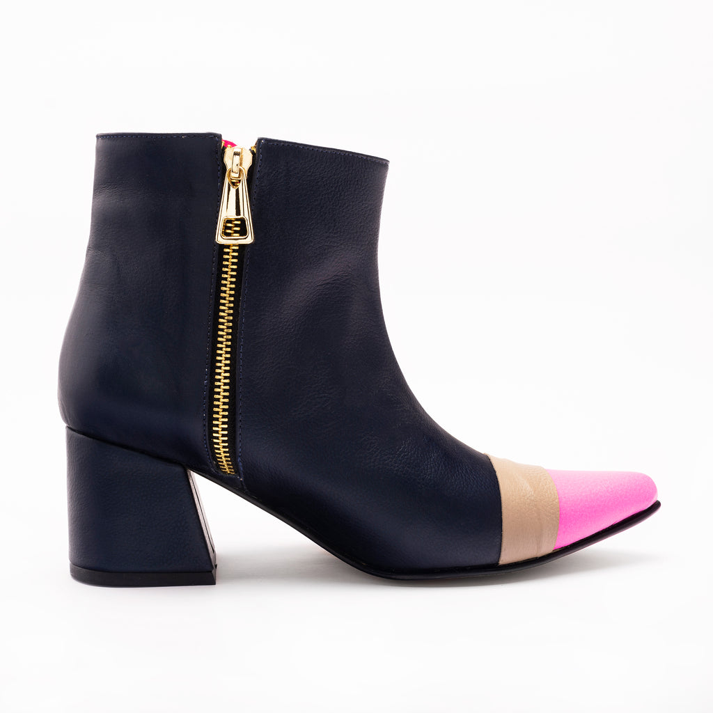 ANKLE boots - NAVY blue + ROSA chicle  NEÓN + cocoa divinacastidad