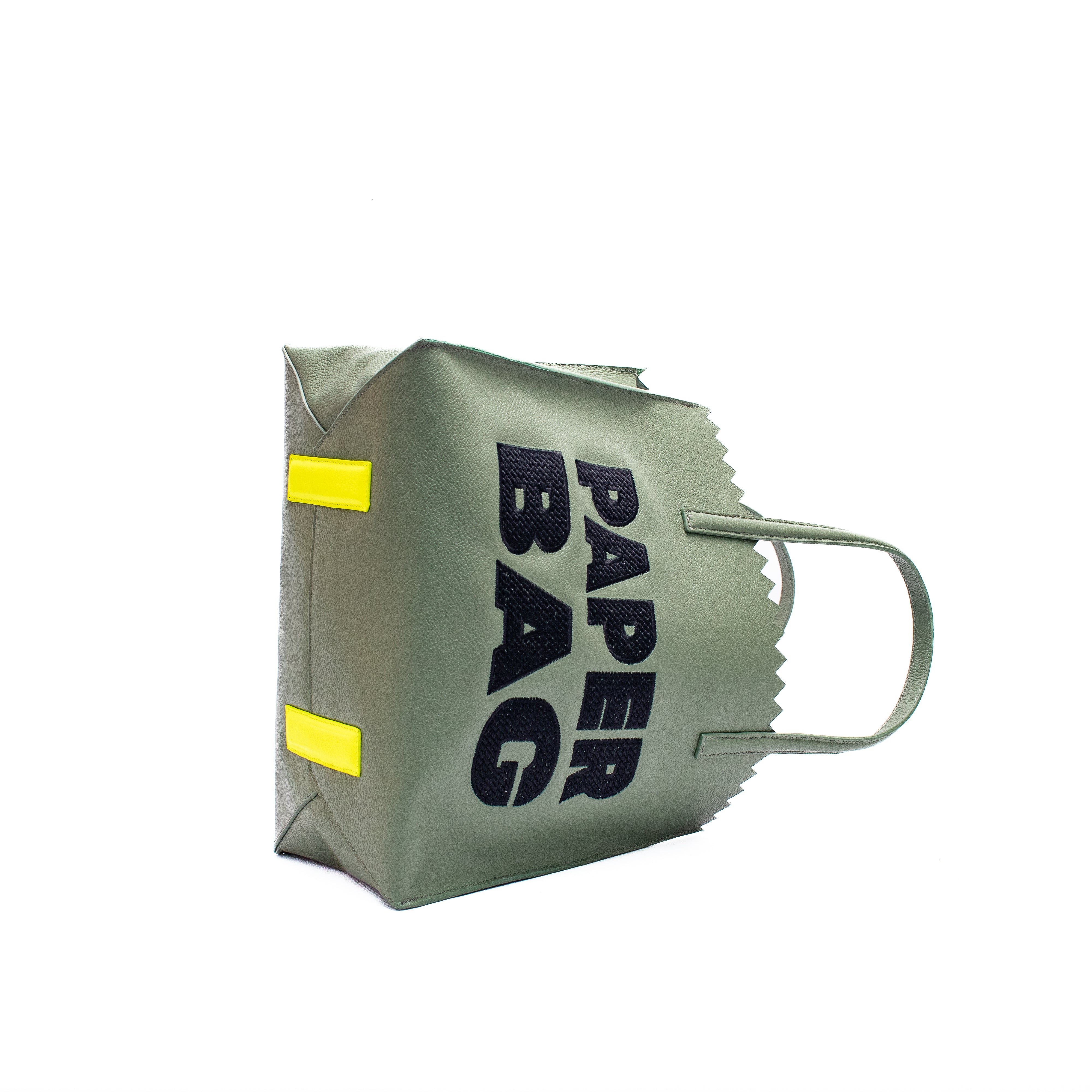 PAPER BAG SHORT - salvia x bordado negro