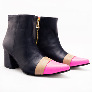 ANKLE boots - NAVY blue + ROSA chicle  NEÓN + cocoa divinacastidad