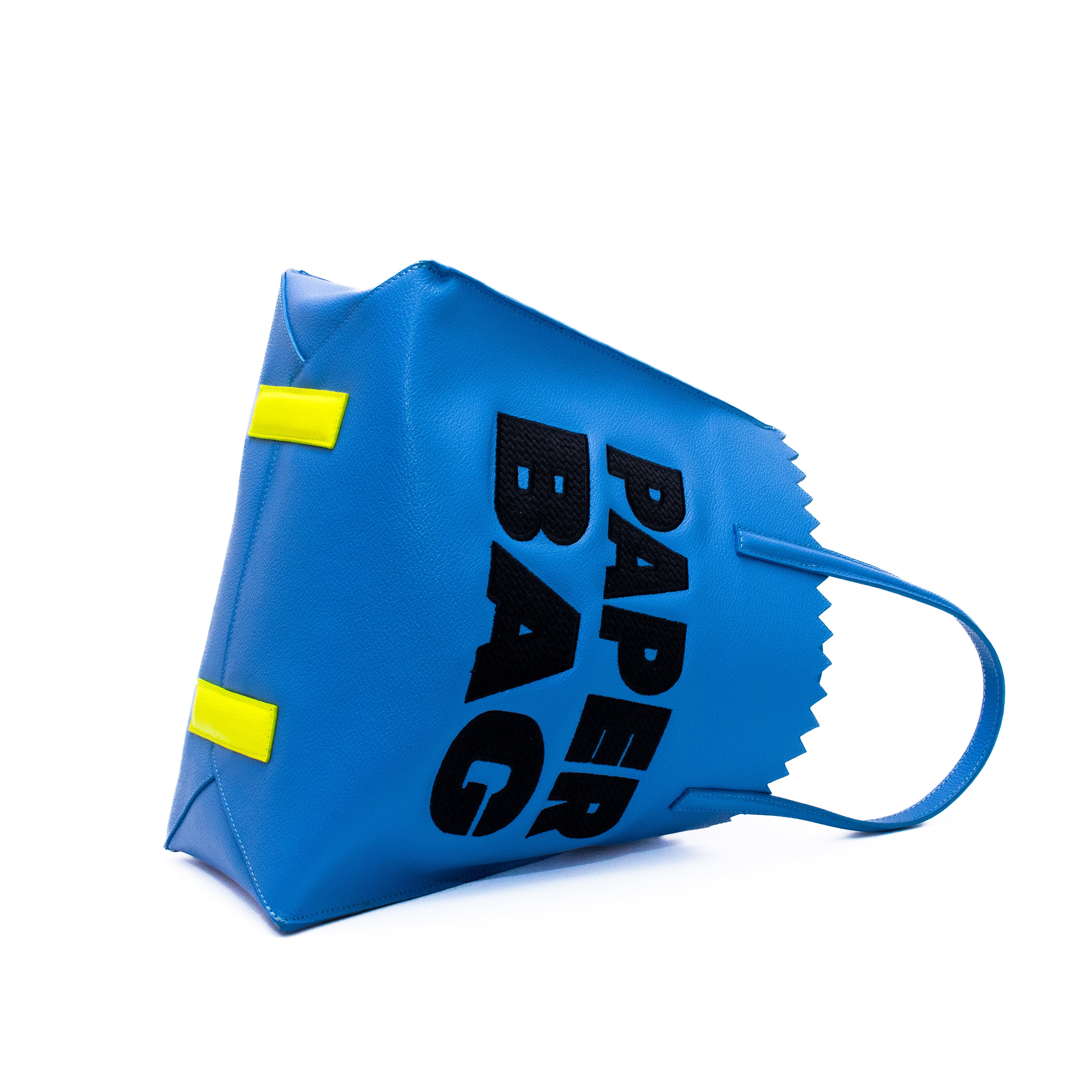 PAPER BAG SHORT - azul CERULEO x bordado negro