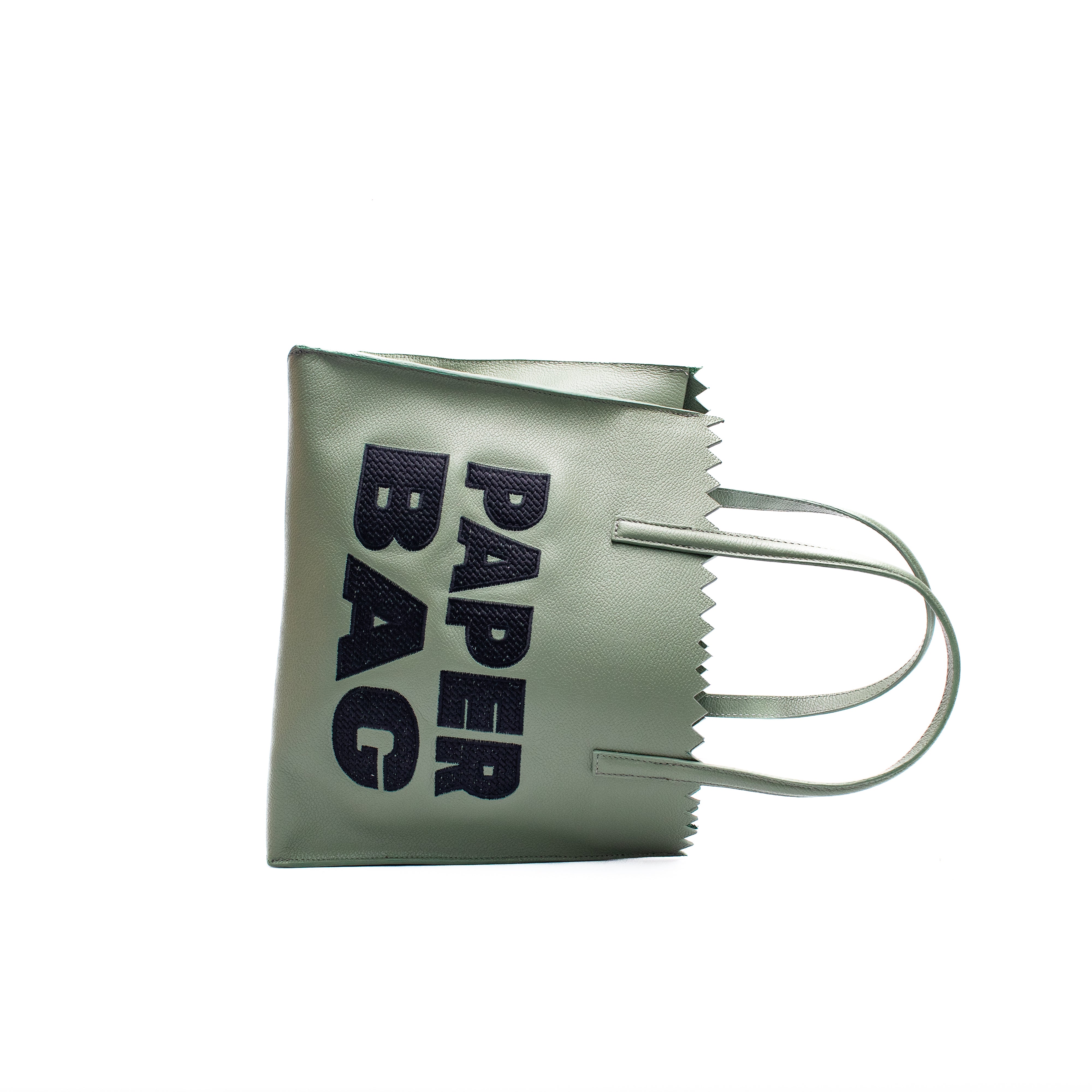 PAPER BAG SHORT - salvia x bordado negro