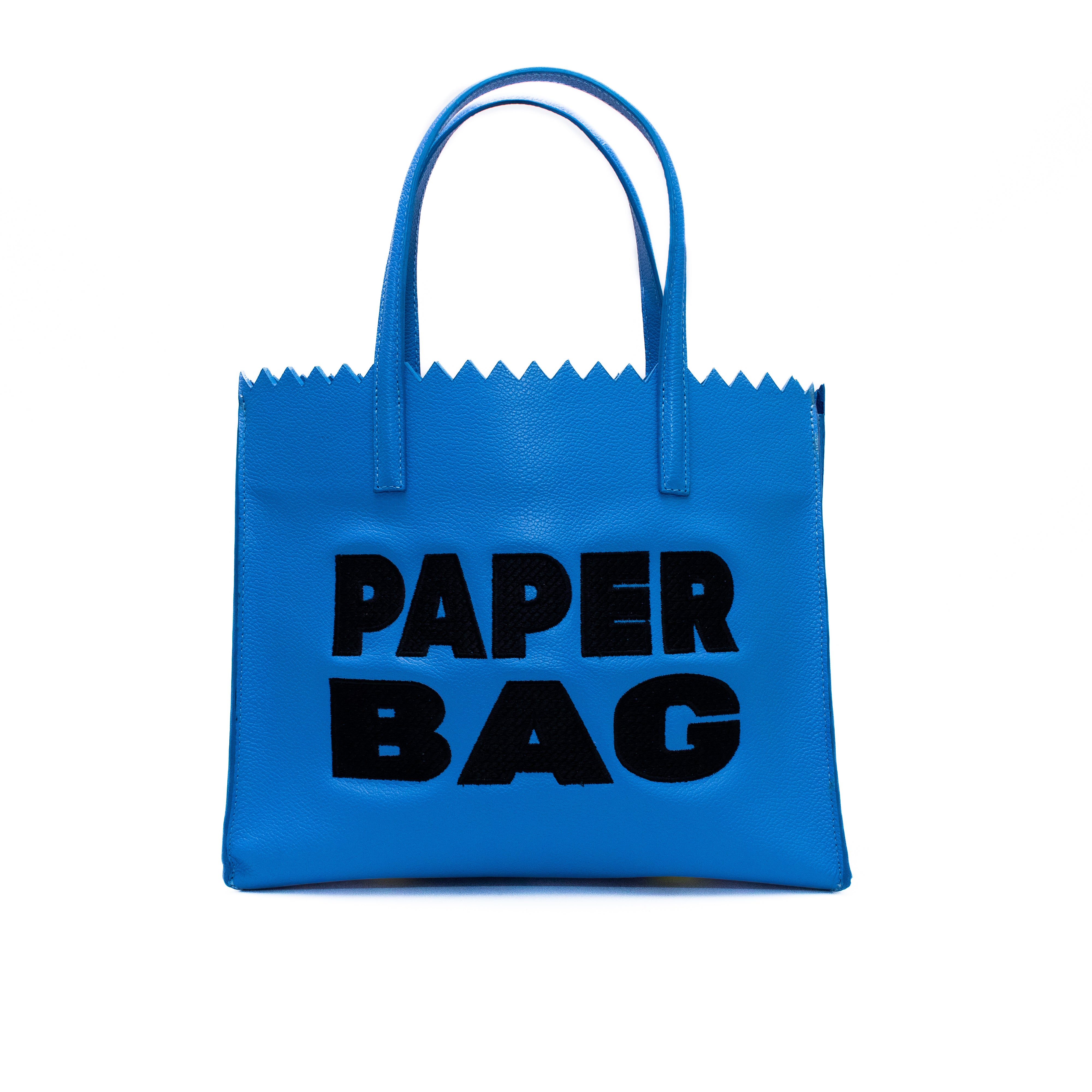 PAPER BAG SHORT - azul CERULEO x bordado negro