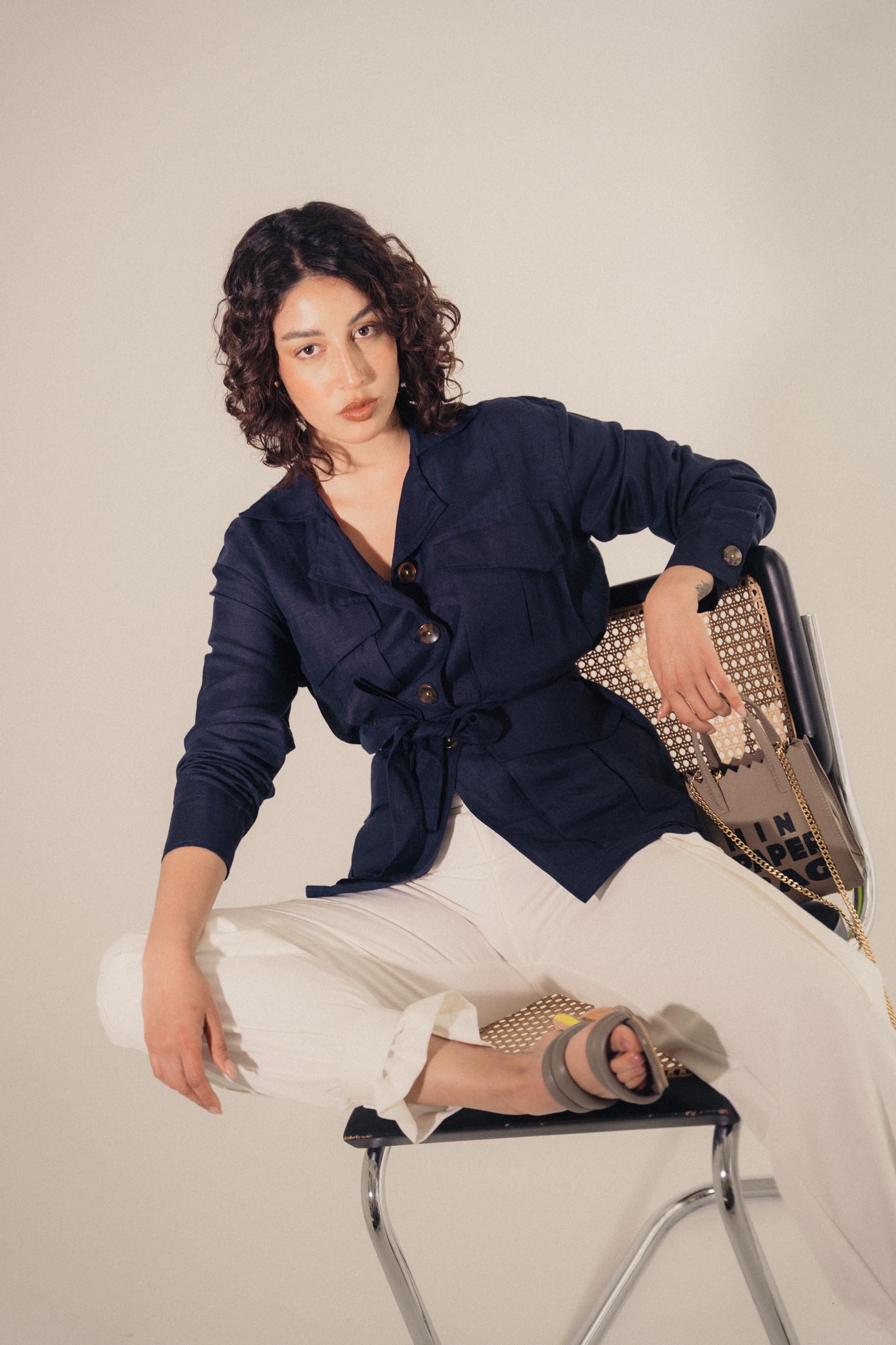 SAFARI jacket - NAVY blue - DIVINA CASTIDAD