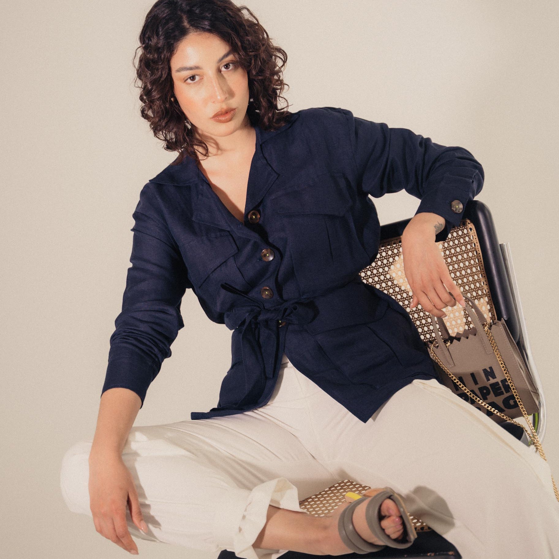 SAFARI jacket - NAVY blue - DIVINA CASTIDAD