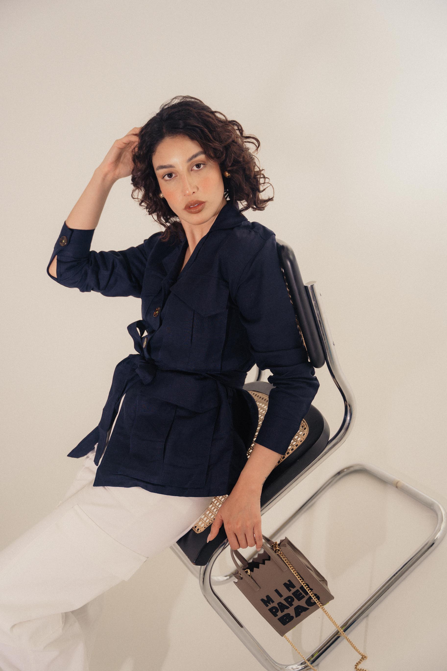 SAFARI jacket - NAVY blue - DIVINA CASTIDAD