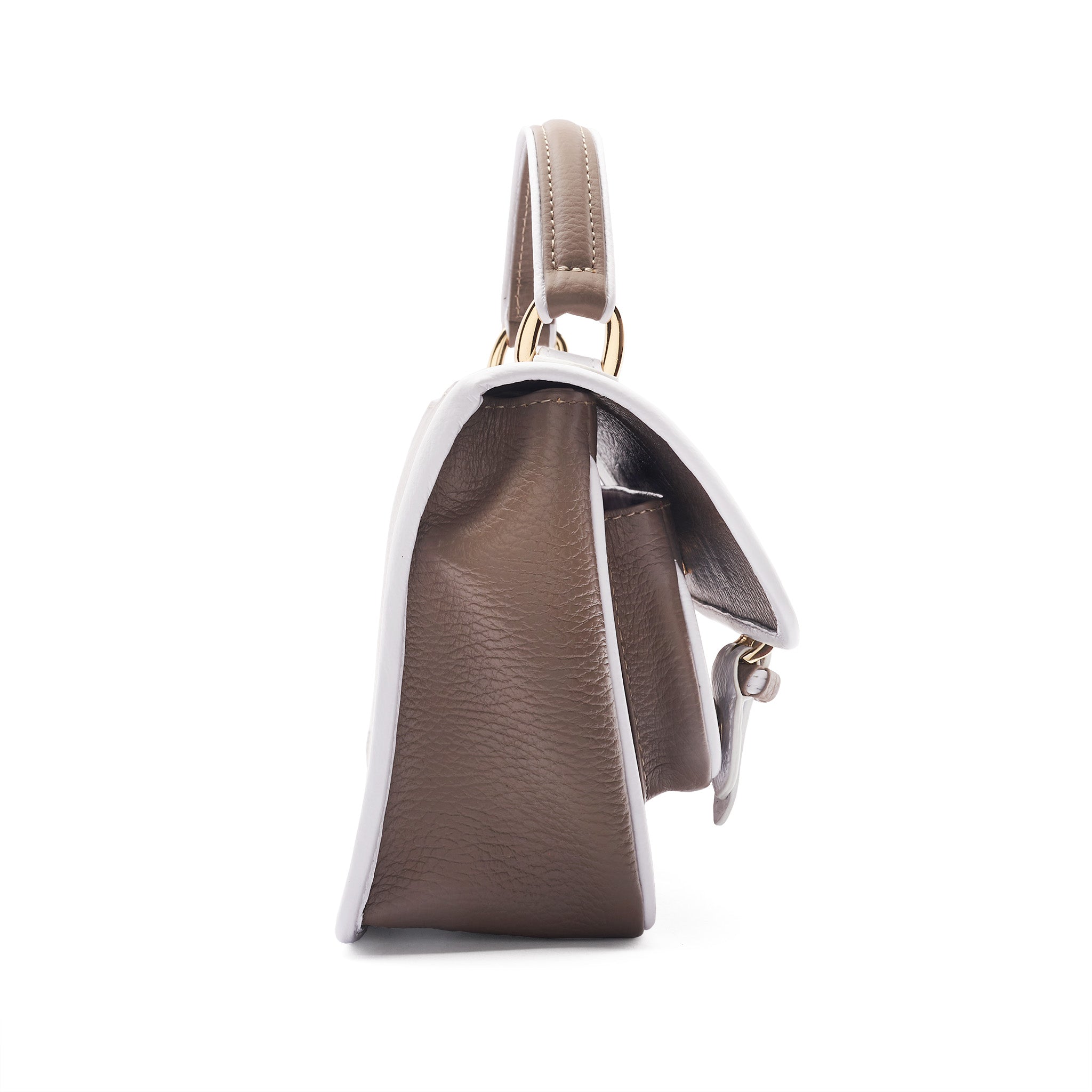 School Bag - Taupe x White