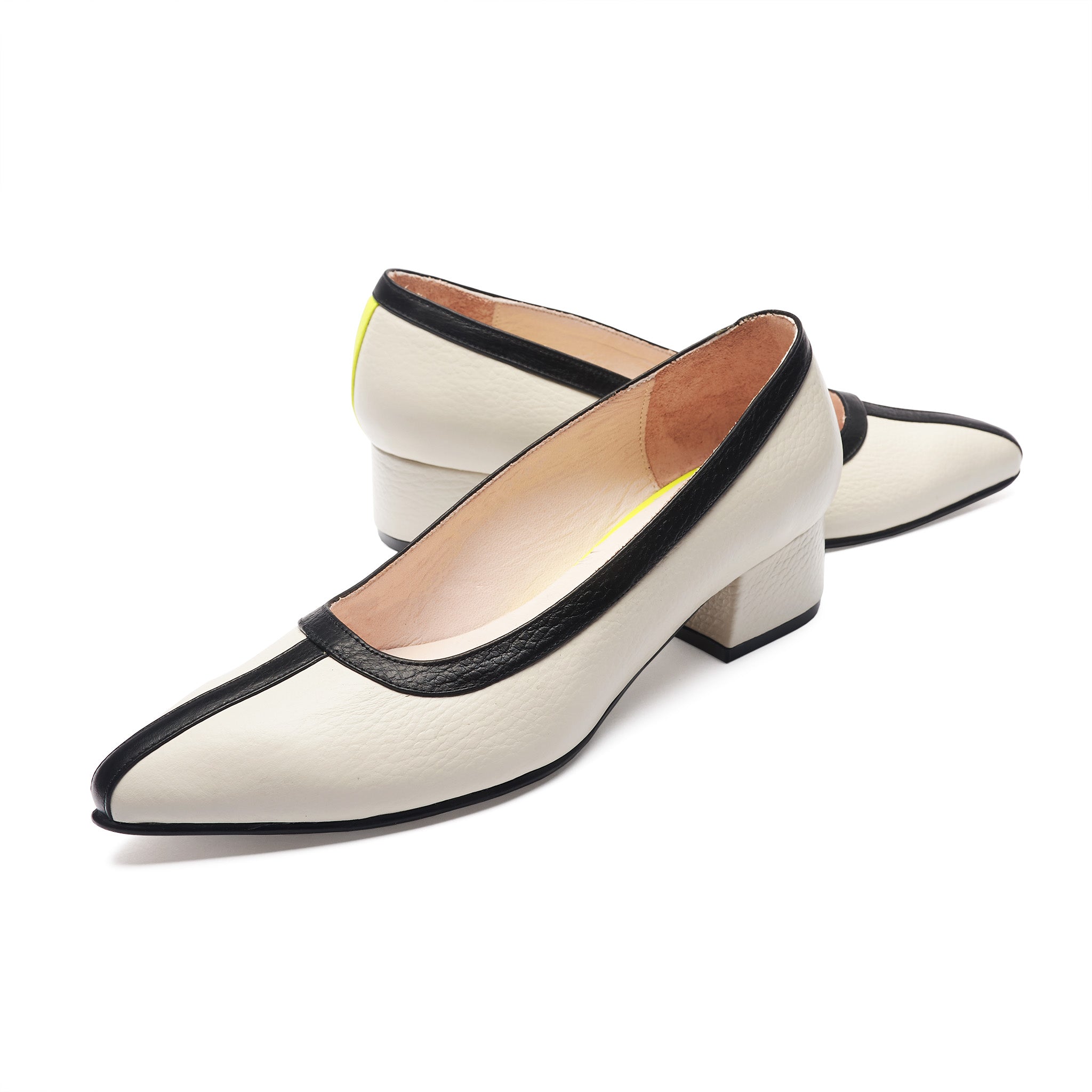 Midi Heels - Black x Beige