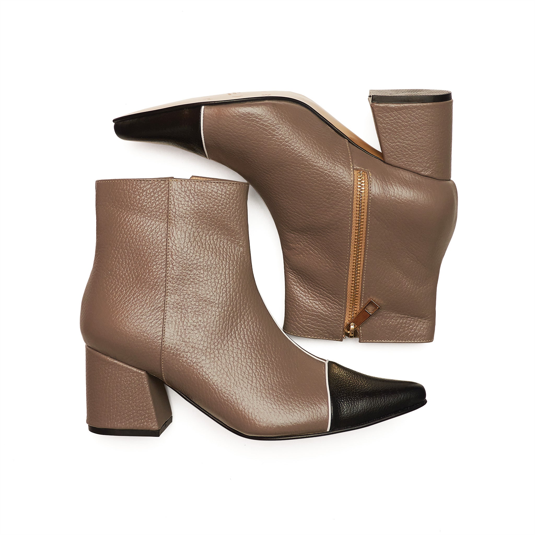Ankle Boots - Taupe x Black