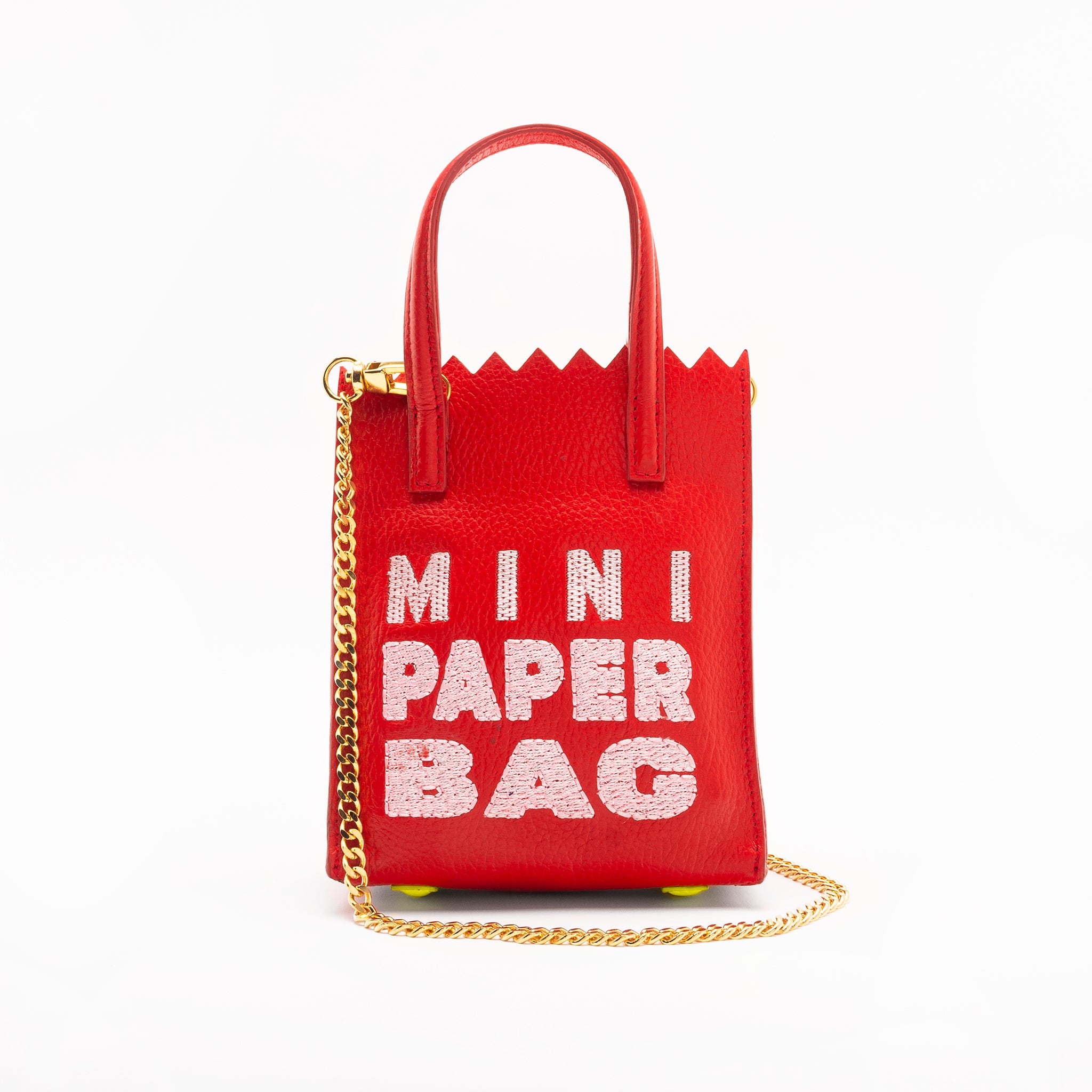 MINI paper BAG - rojo + BORDADO rosa BARBIE - DIVINA CASTIDAD