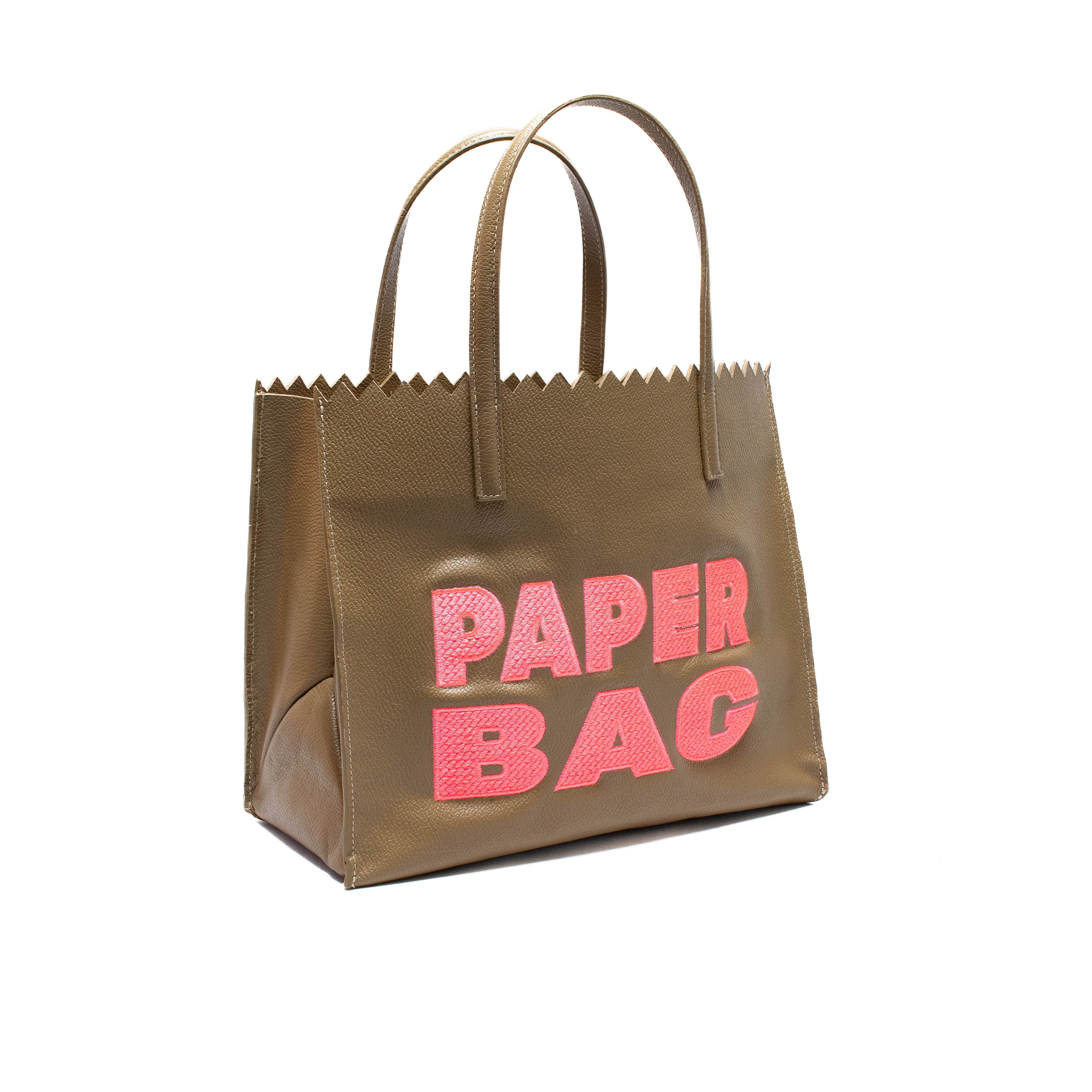 PAPER BAG SHORT - Musgo x rosa neon