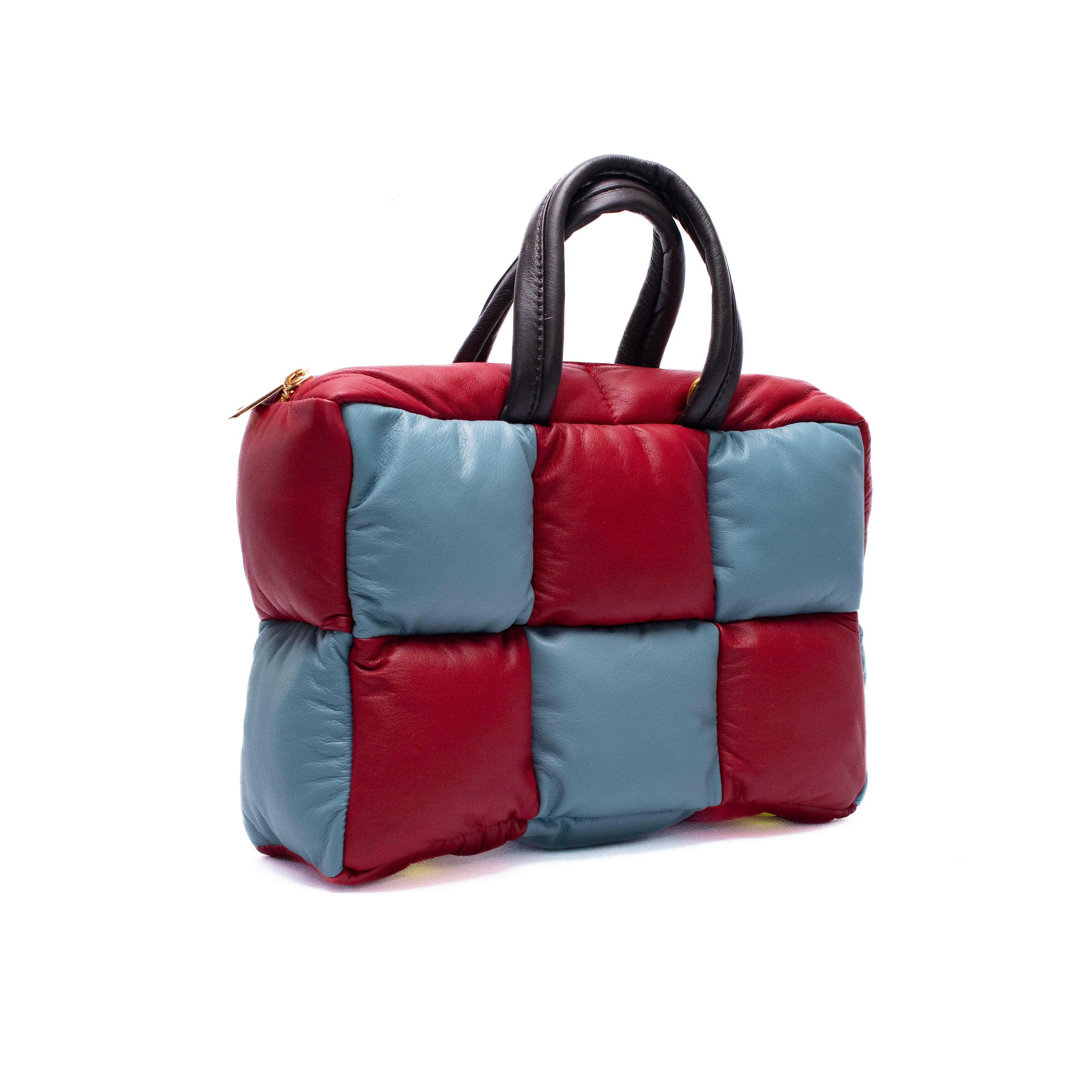 CANDELARIA BAGUETTE BAG - Rojo / Celeste + Chocolate
