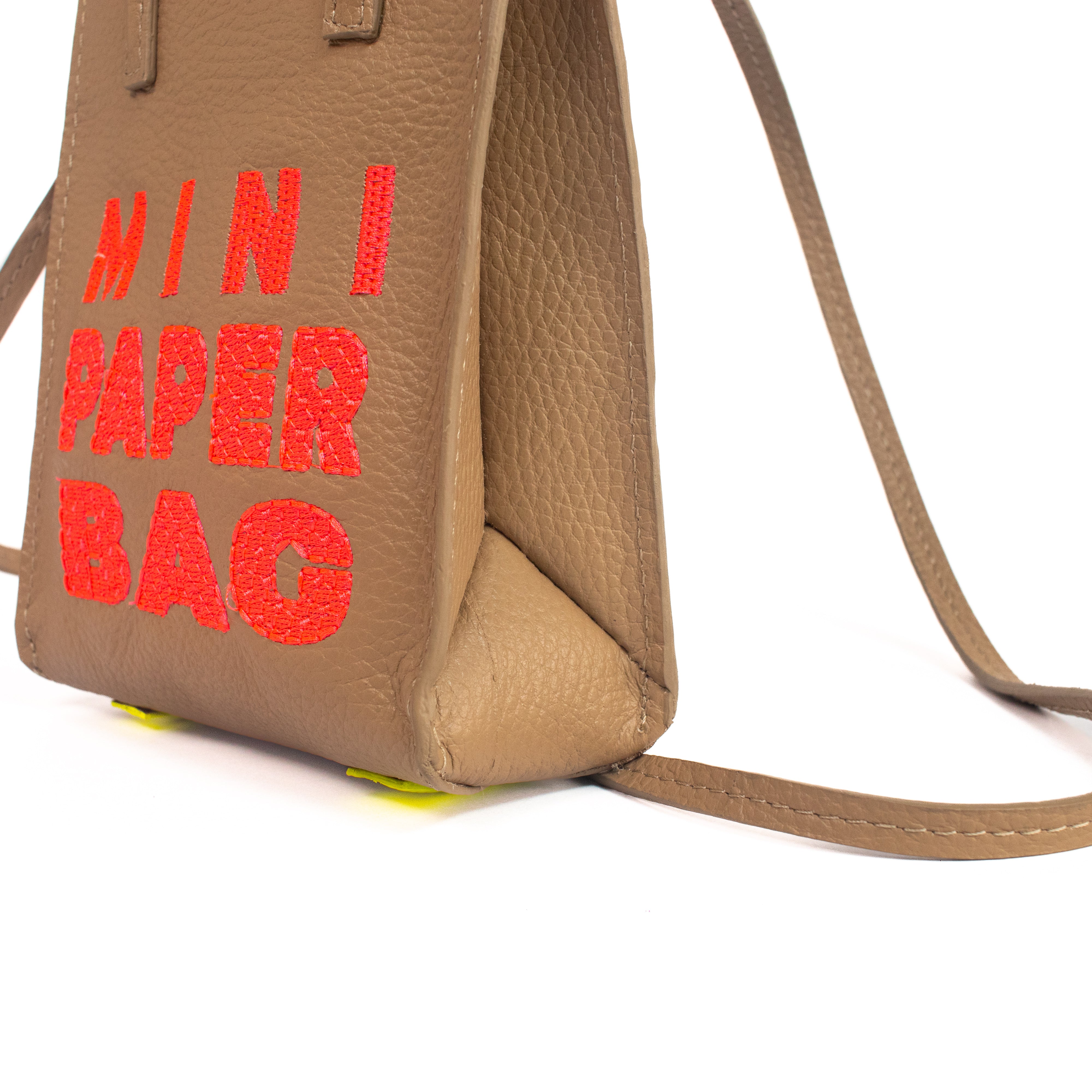 Mini Paper Bag - Cocoa x Rosa Neón