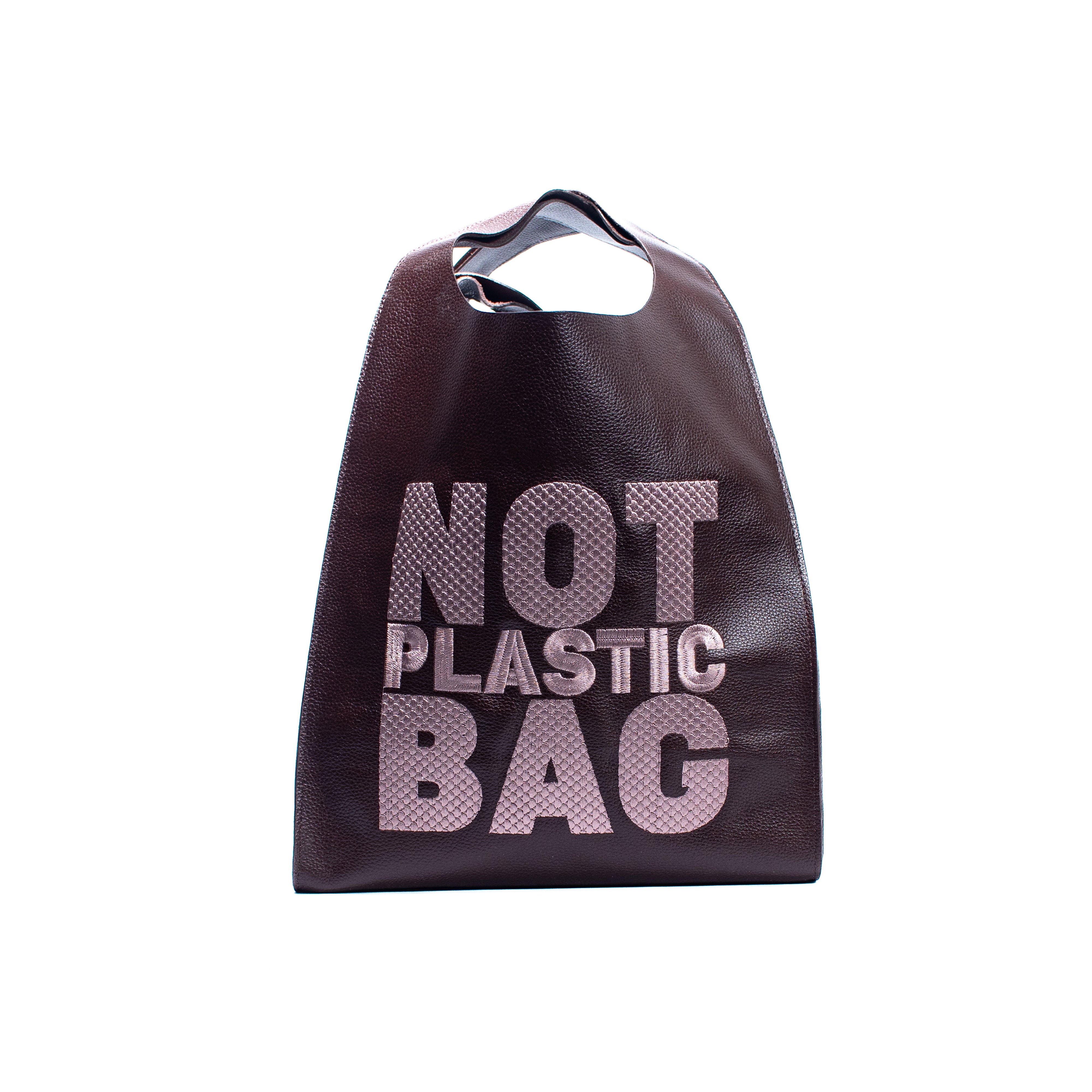 PLASTIC BAG - Chocolate x Bordado Taupe