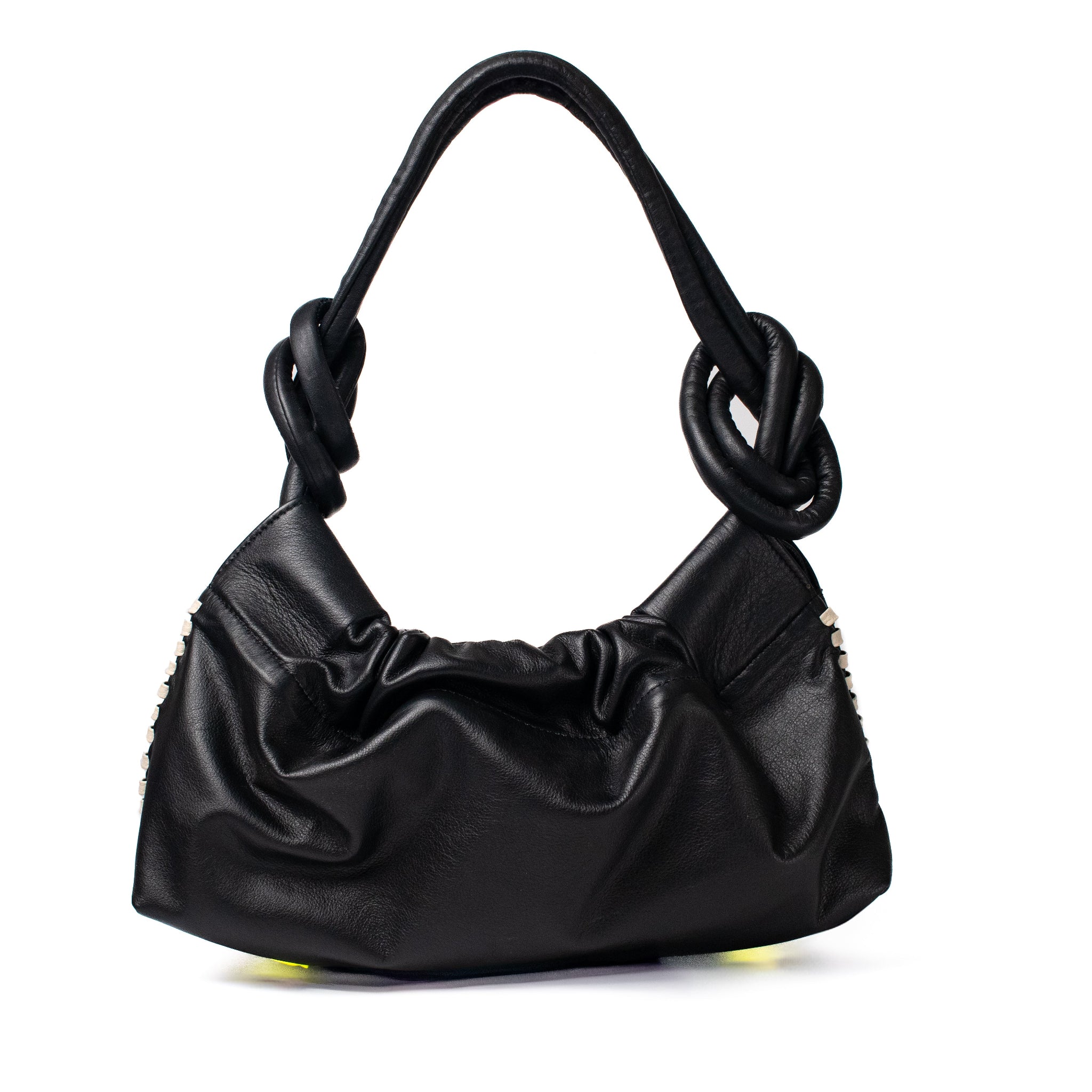 CHUNKIE baguette BAG - negro x tejido beige