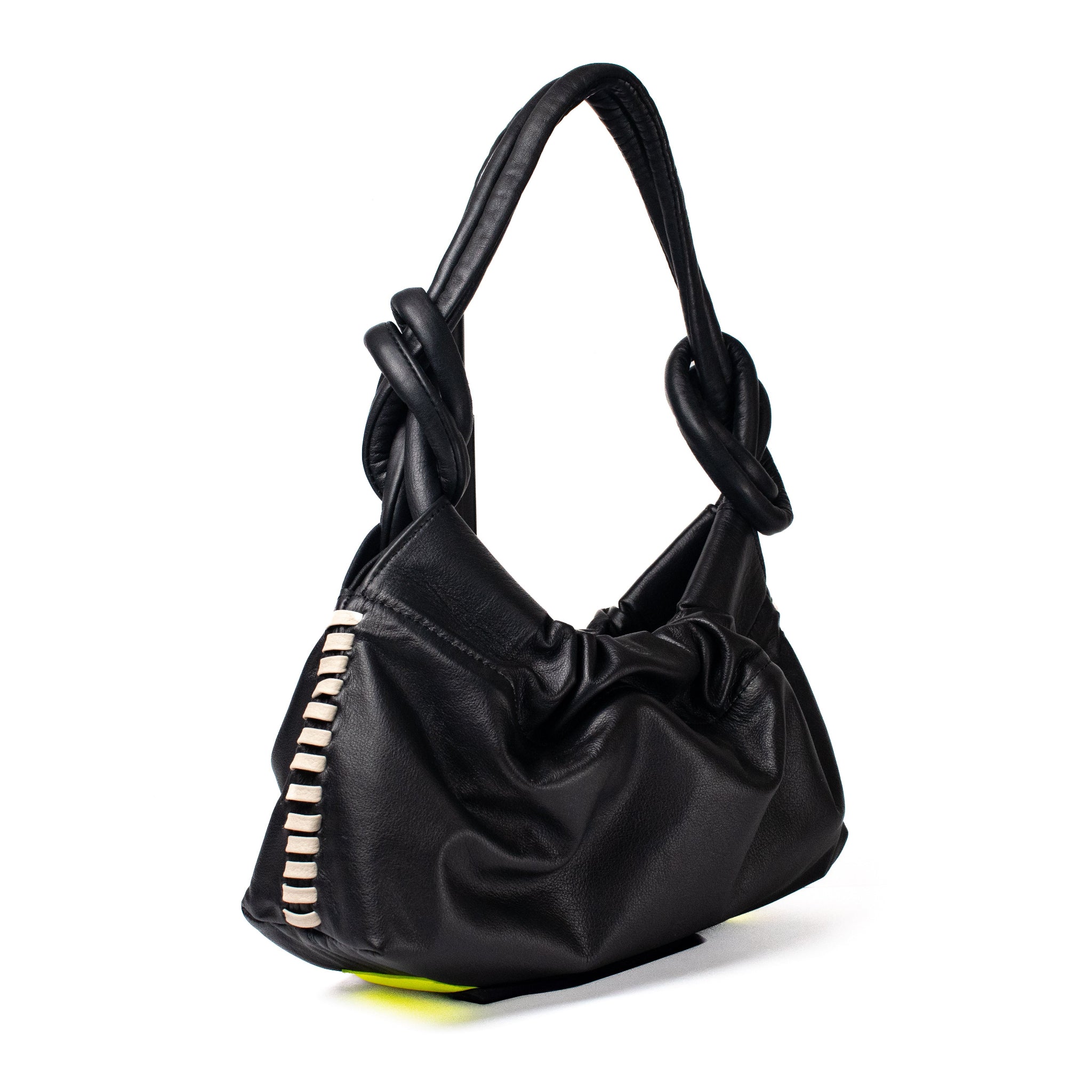 CHUNKIE baguette BAG - negro x tejido beige