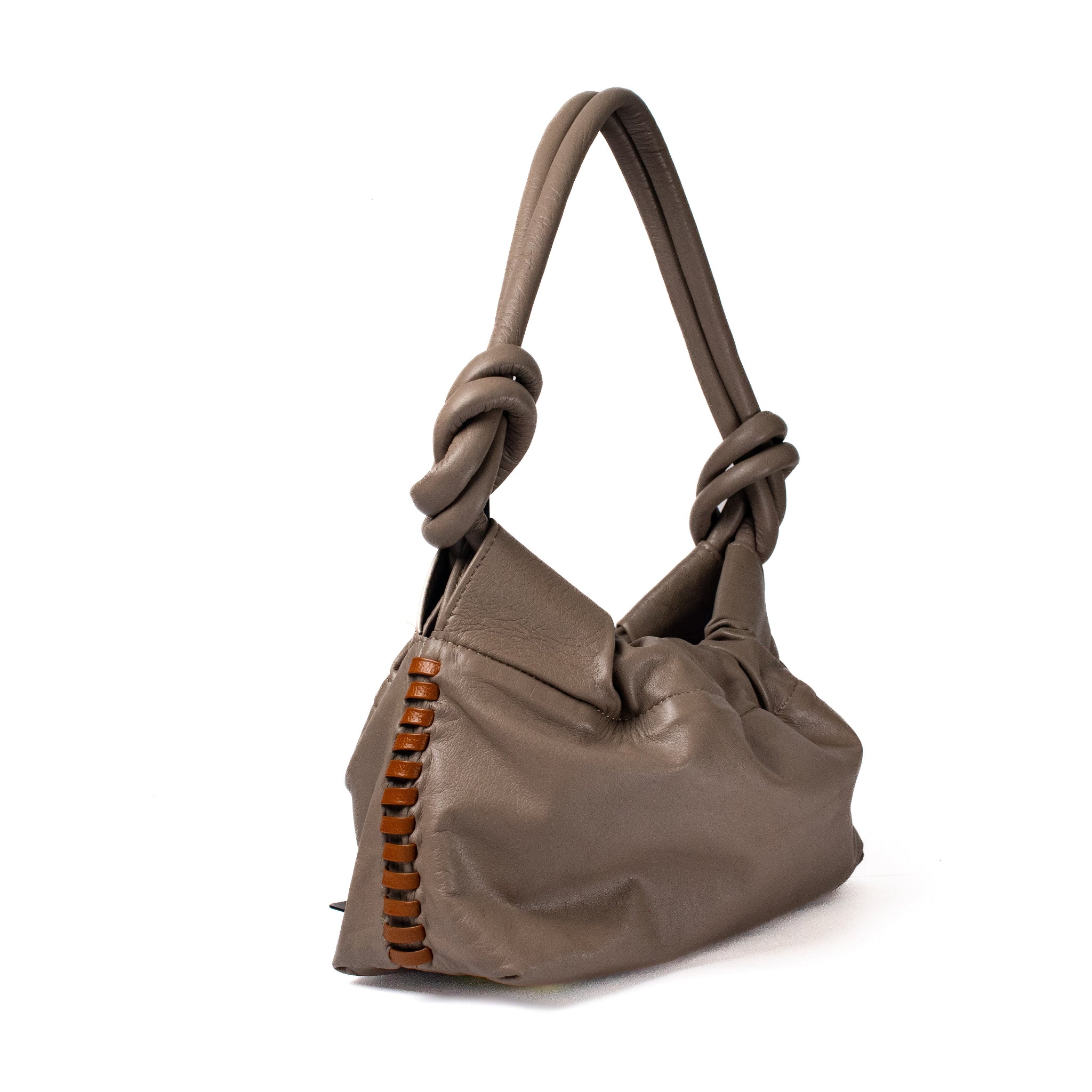 CHUNKIE baguette BAG - taupe x tejido miel