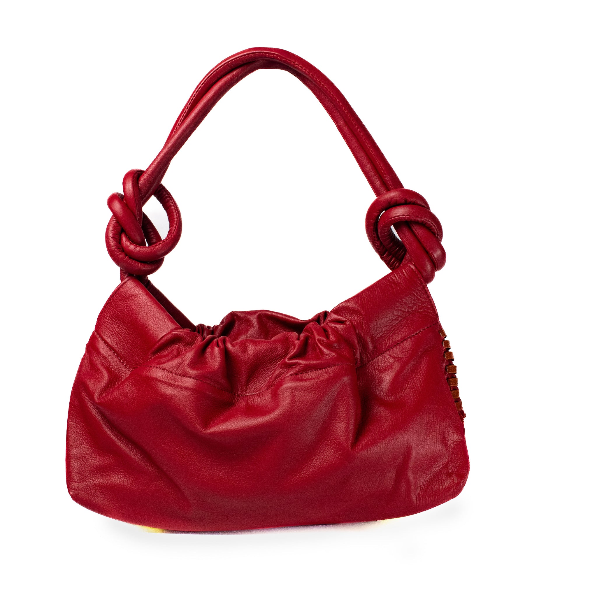 CHUNKIE baguette BAG - Burdeos x tejido caramelo.
