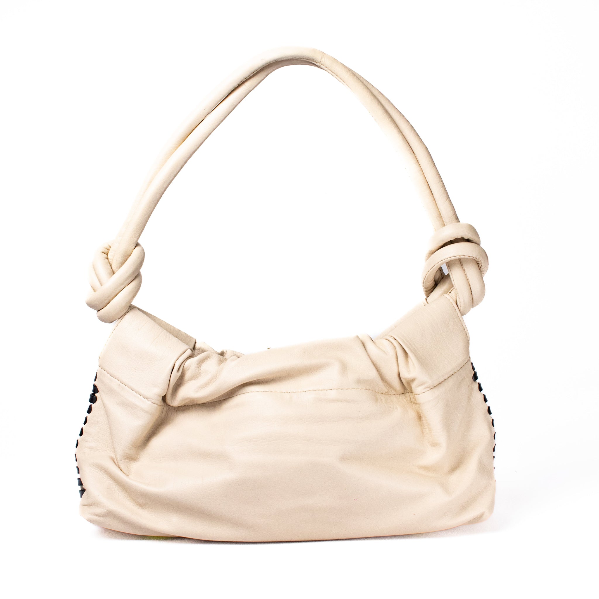 CHUNKIE baguette BAG - Vainilla x tejido negro