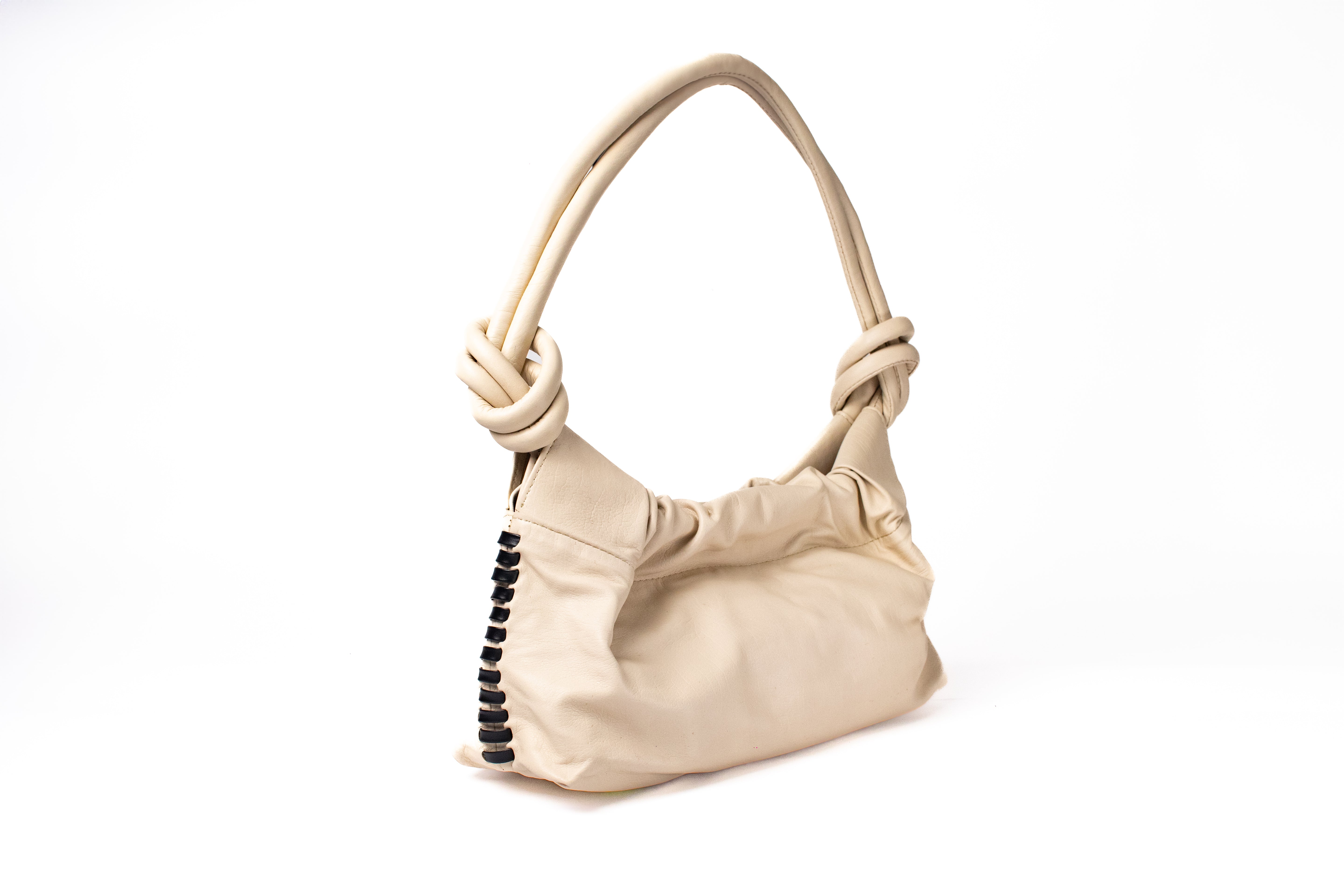 CHUNKIE baguette BAG - Vainilla x tejido negro