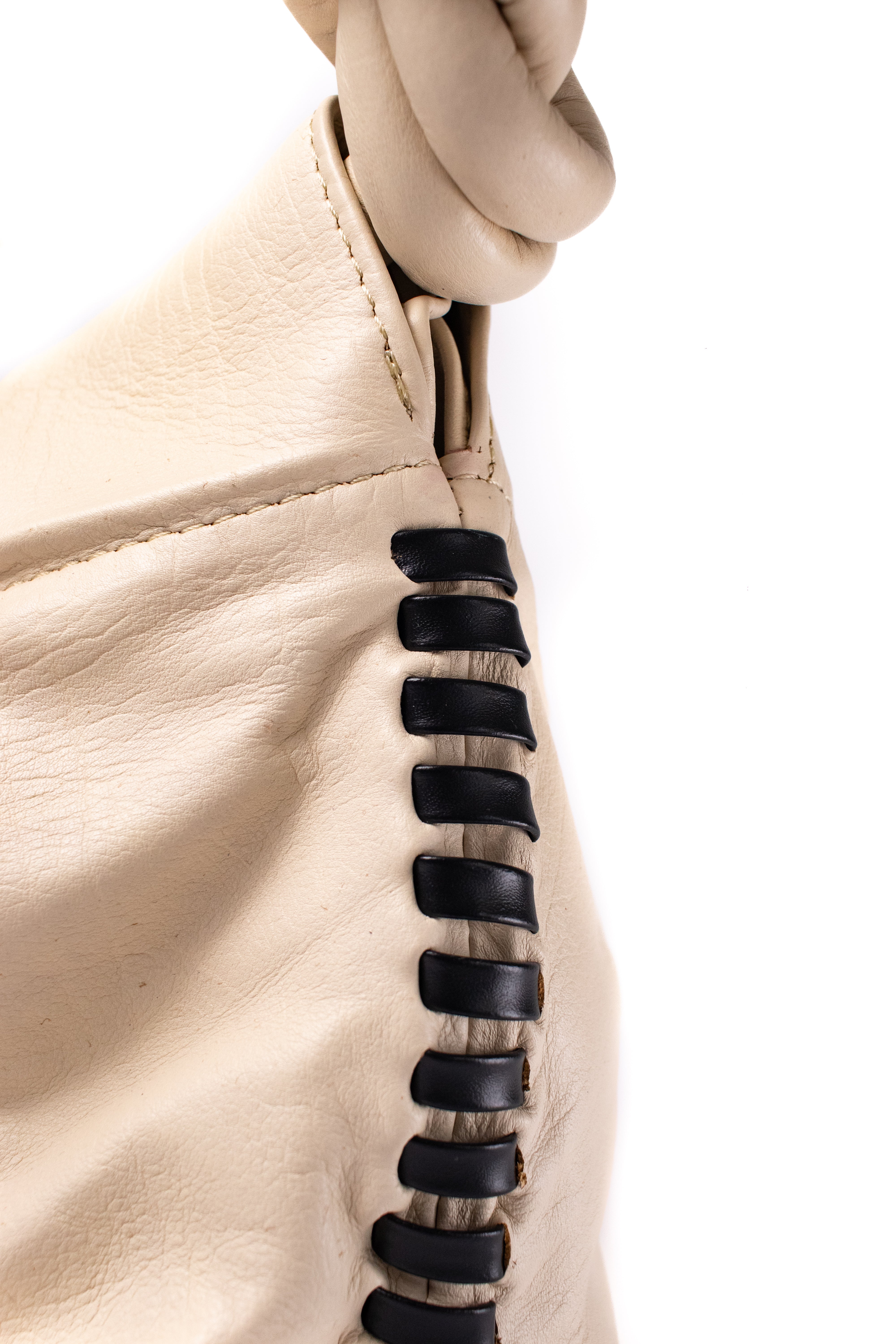 CHUNKIE baguette BAG - Vainilla x tejido negro