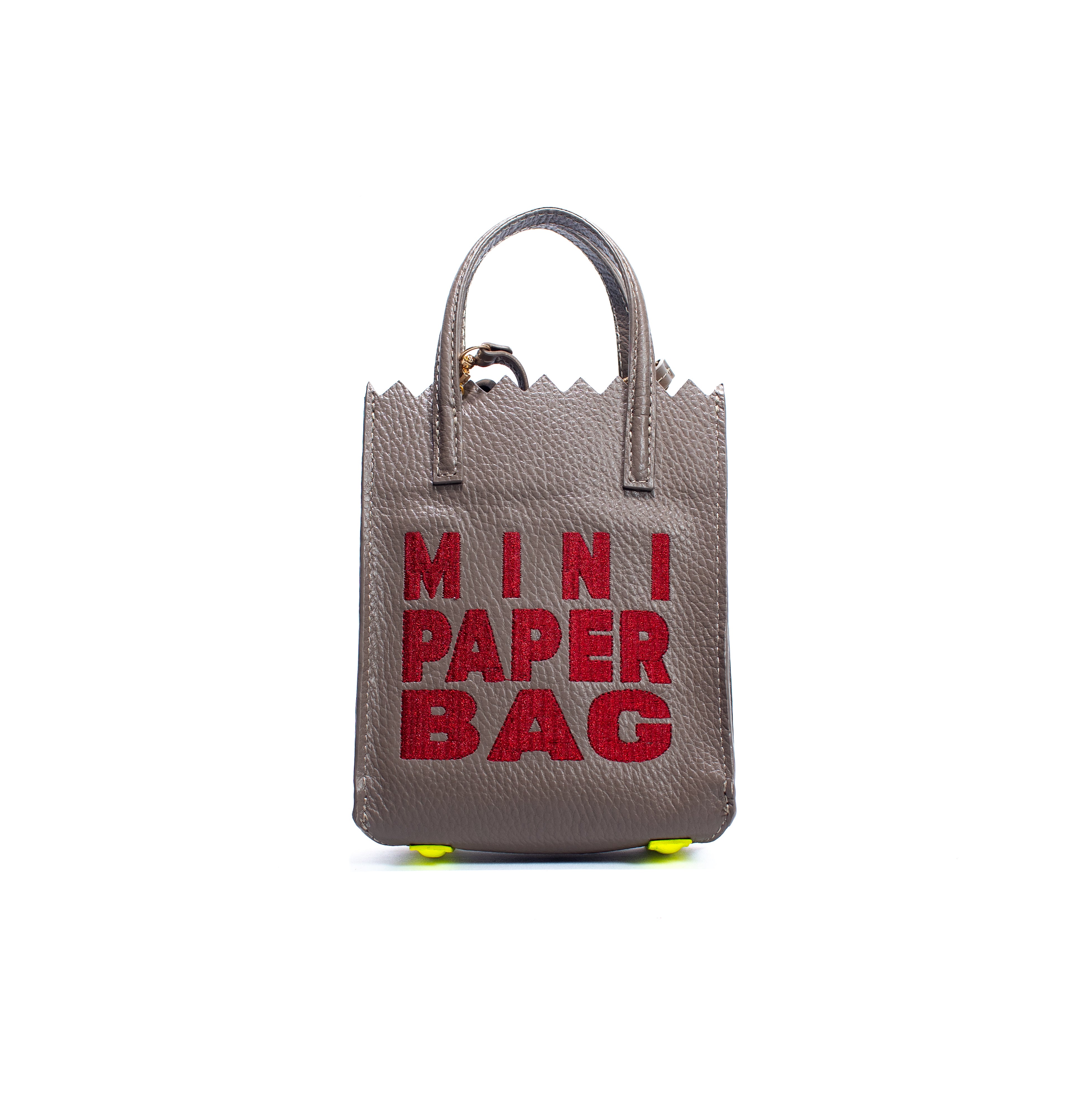 Mini Paper Bag - Taupe x Burdeos