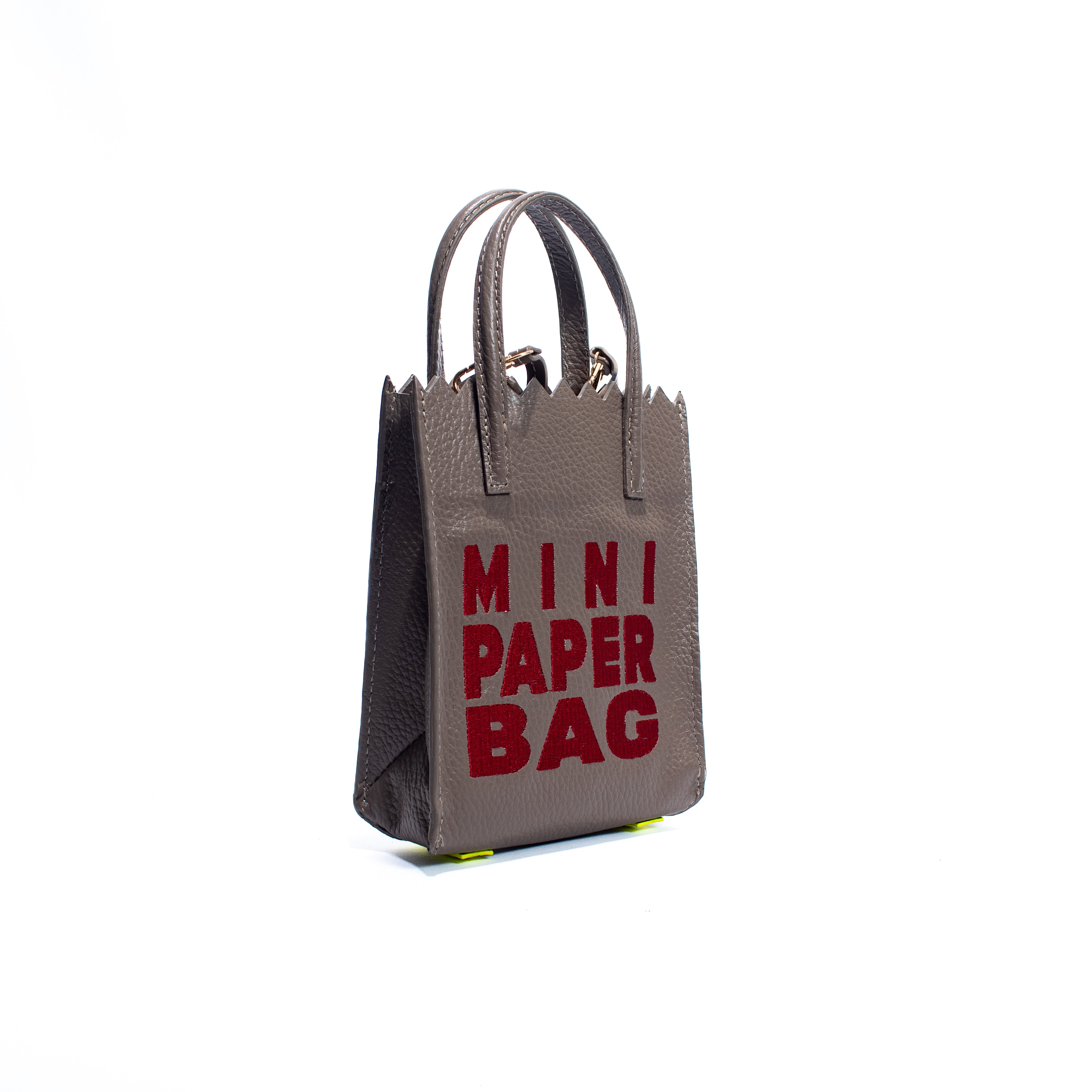 Mini Paper Bag - Taupe x Burdeos