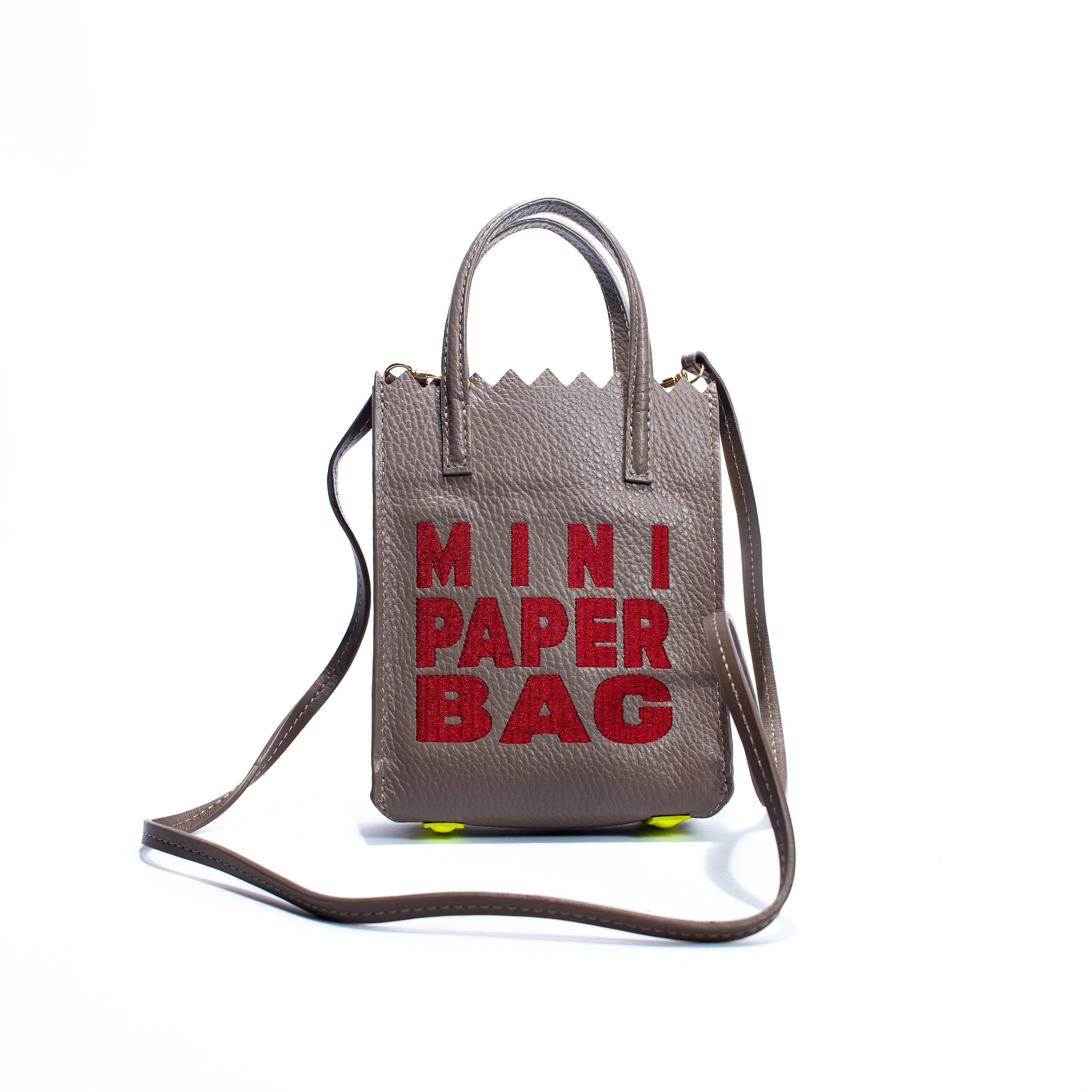 Mini Paper Bag - Taupe x Burdeos