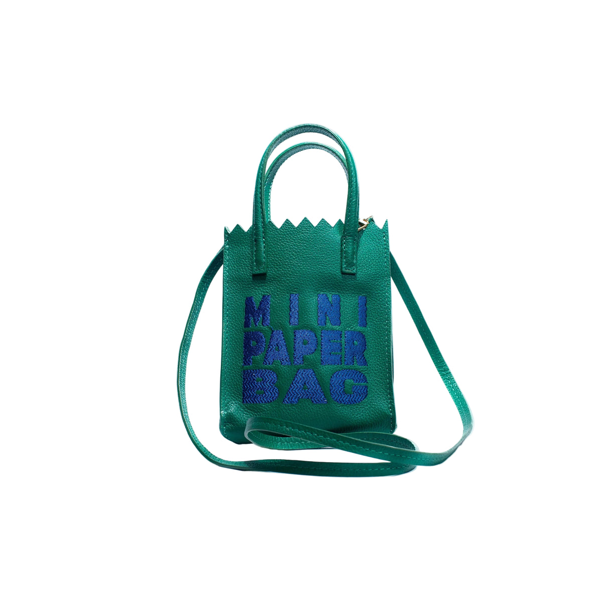 Mini Paper Bag - Emerald Green x Blue