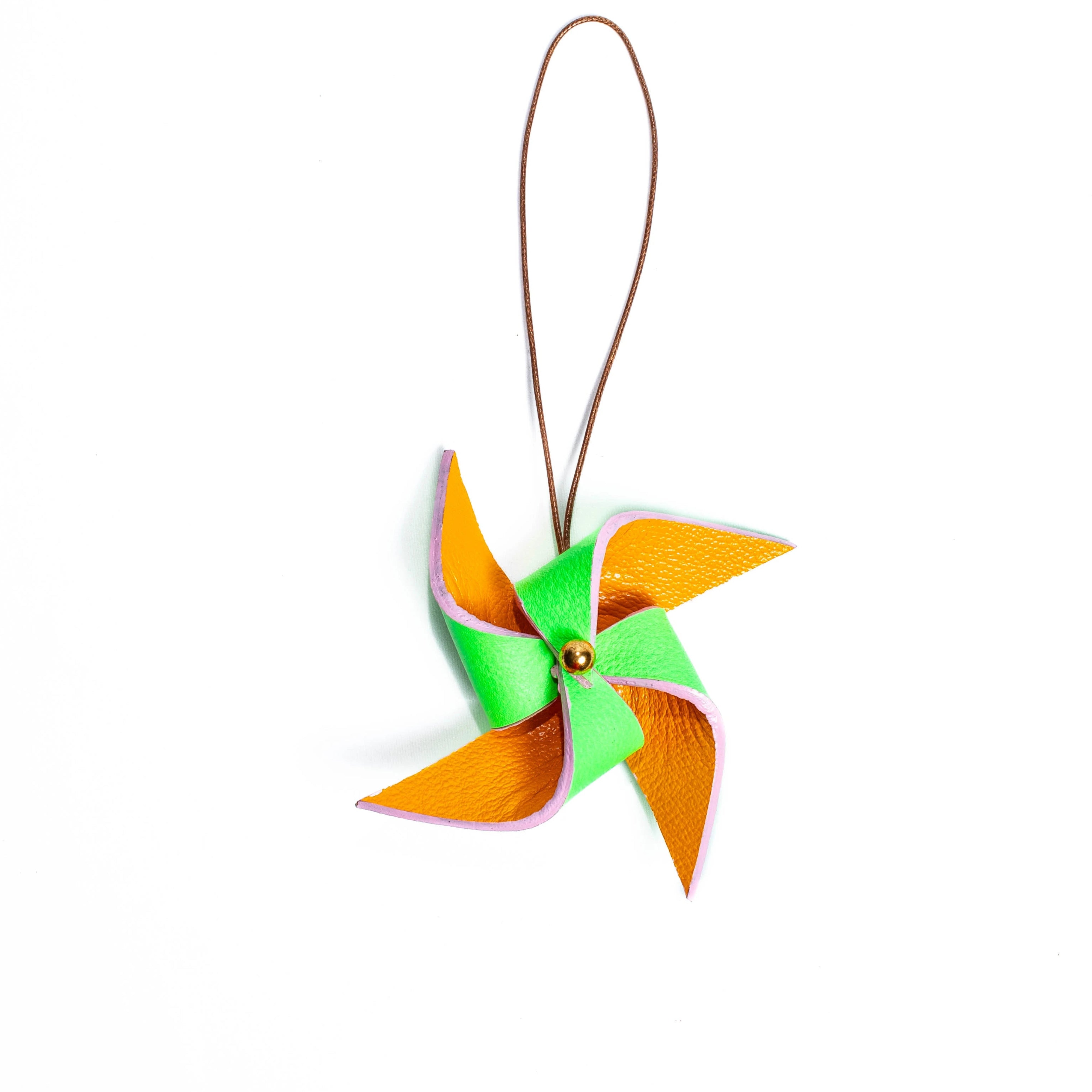 Windmill Charm Green + Orange