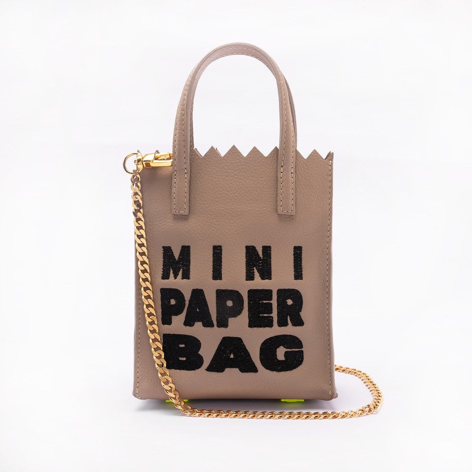 MINI paper BAG - cocoa + BORDADO hilo NEGRO - DIVINA CASTIDAD