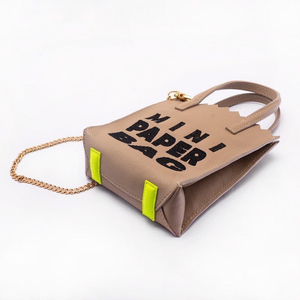 MINI paper BAG - cocoa + BORDADO hilo NEGRO - DIVINA CASTIDAD
