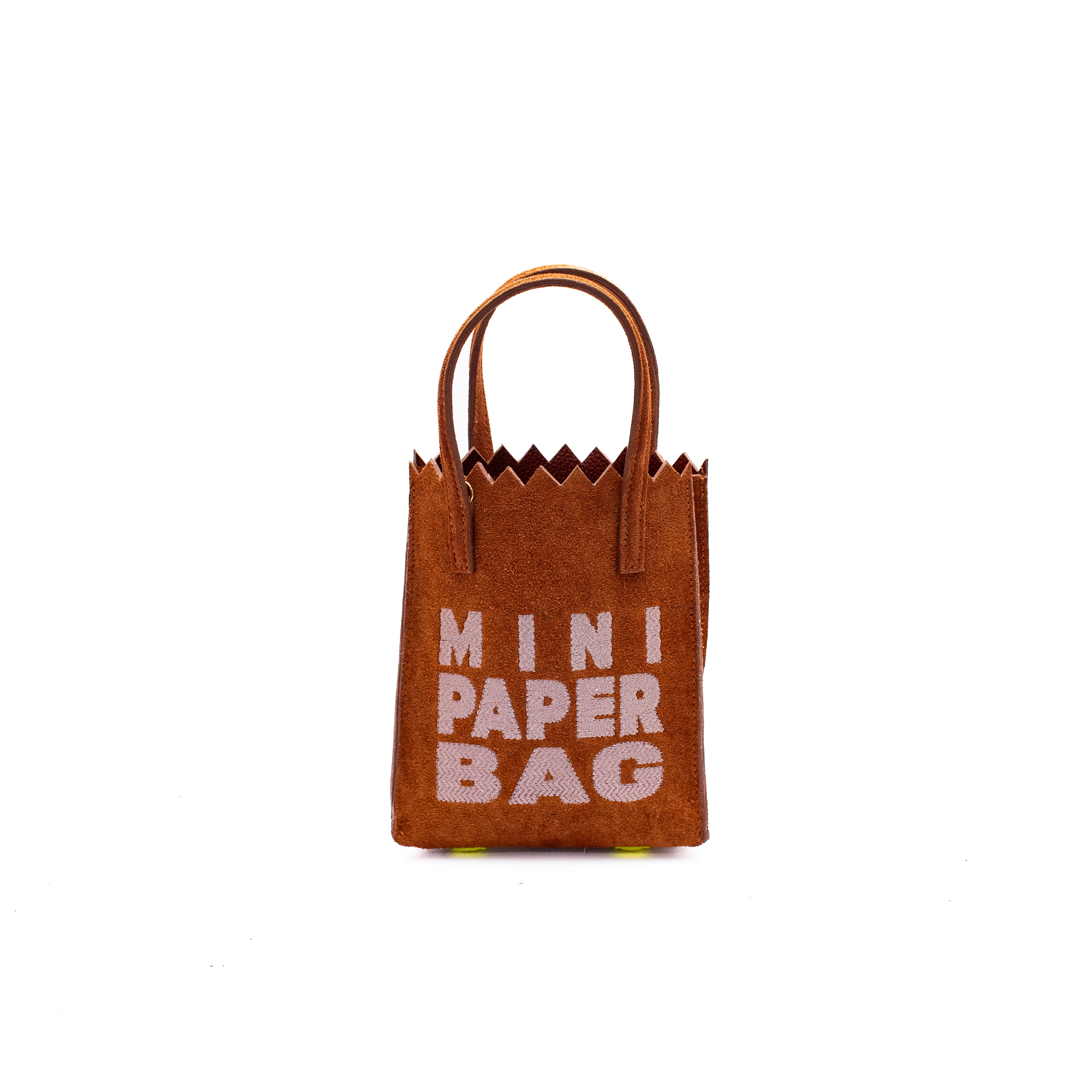 MINI PAPER BAG suede - miel x bordado taupe