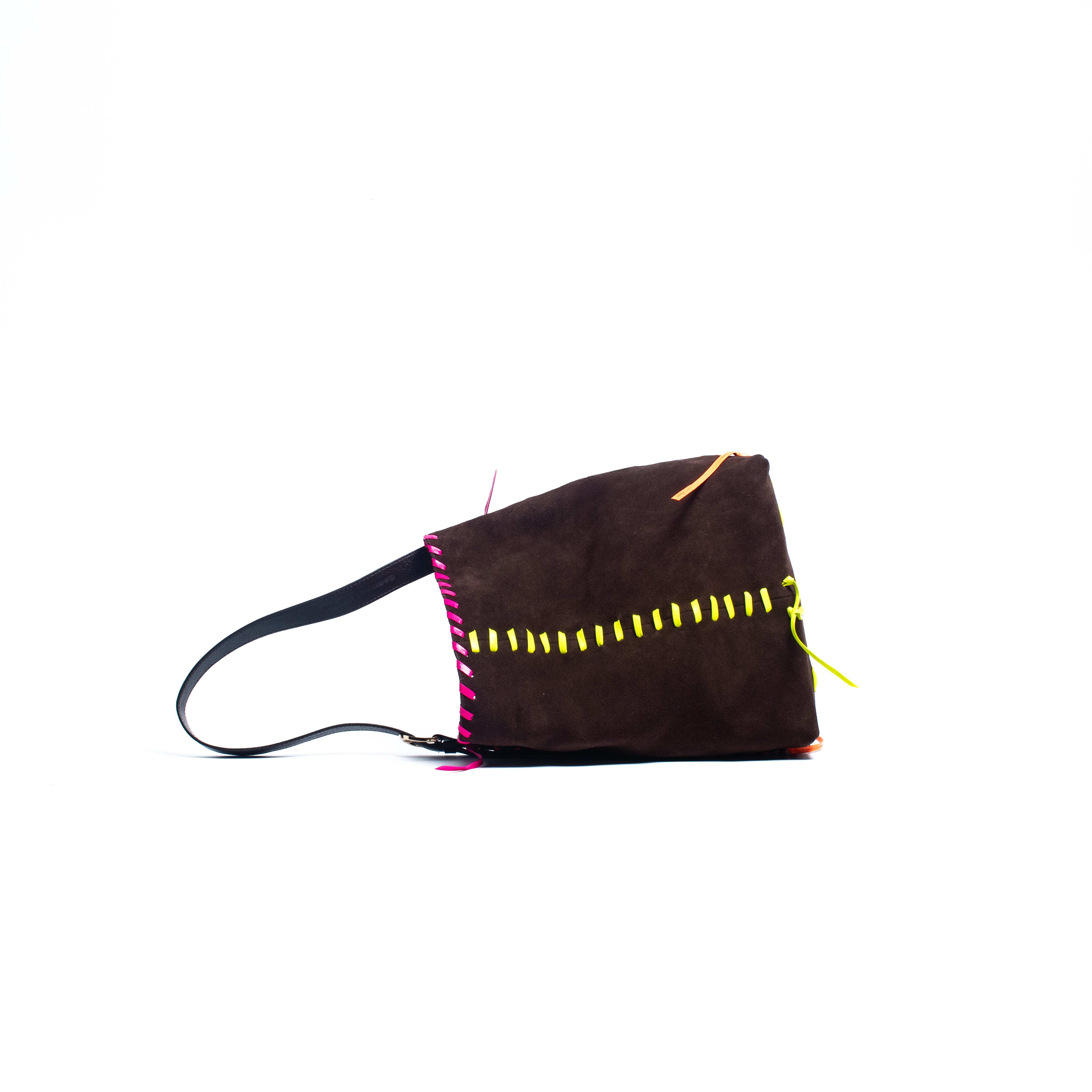 PIÑATA BAG - chocolate x cintas en cuero neón
