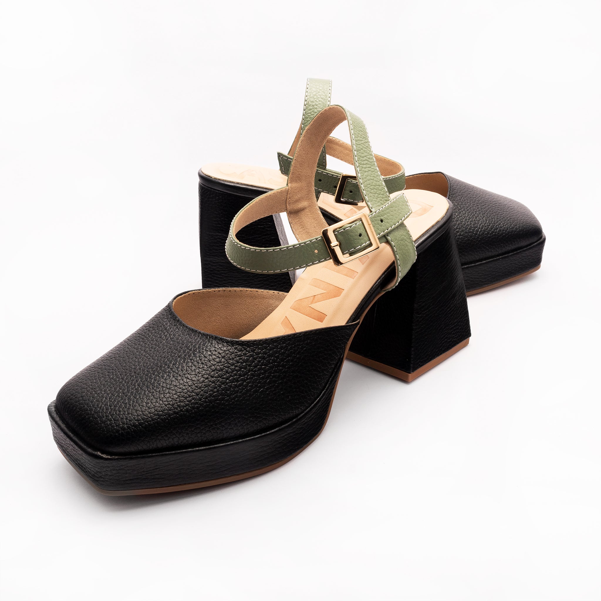 HIGH heels - BLACK + salvia - DIVINA CASTIDAD