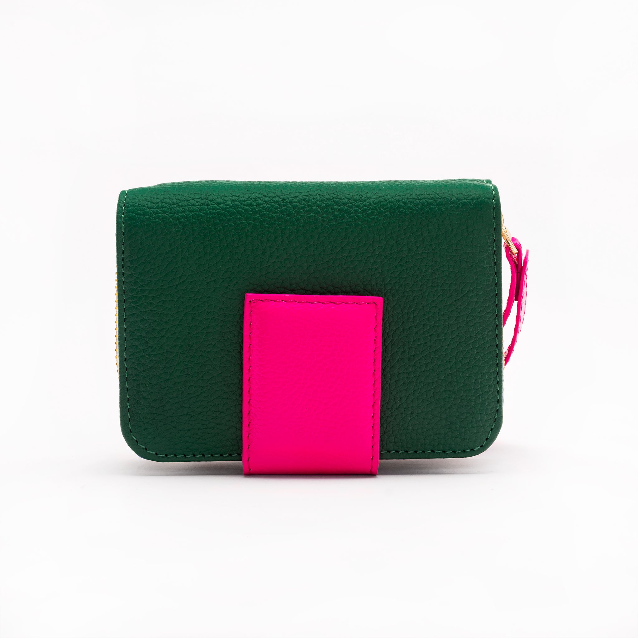 WALLET zipper - VERDE trebol +FUCSIA neón - DIVINA CASTIDAD