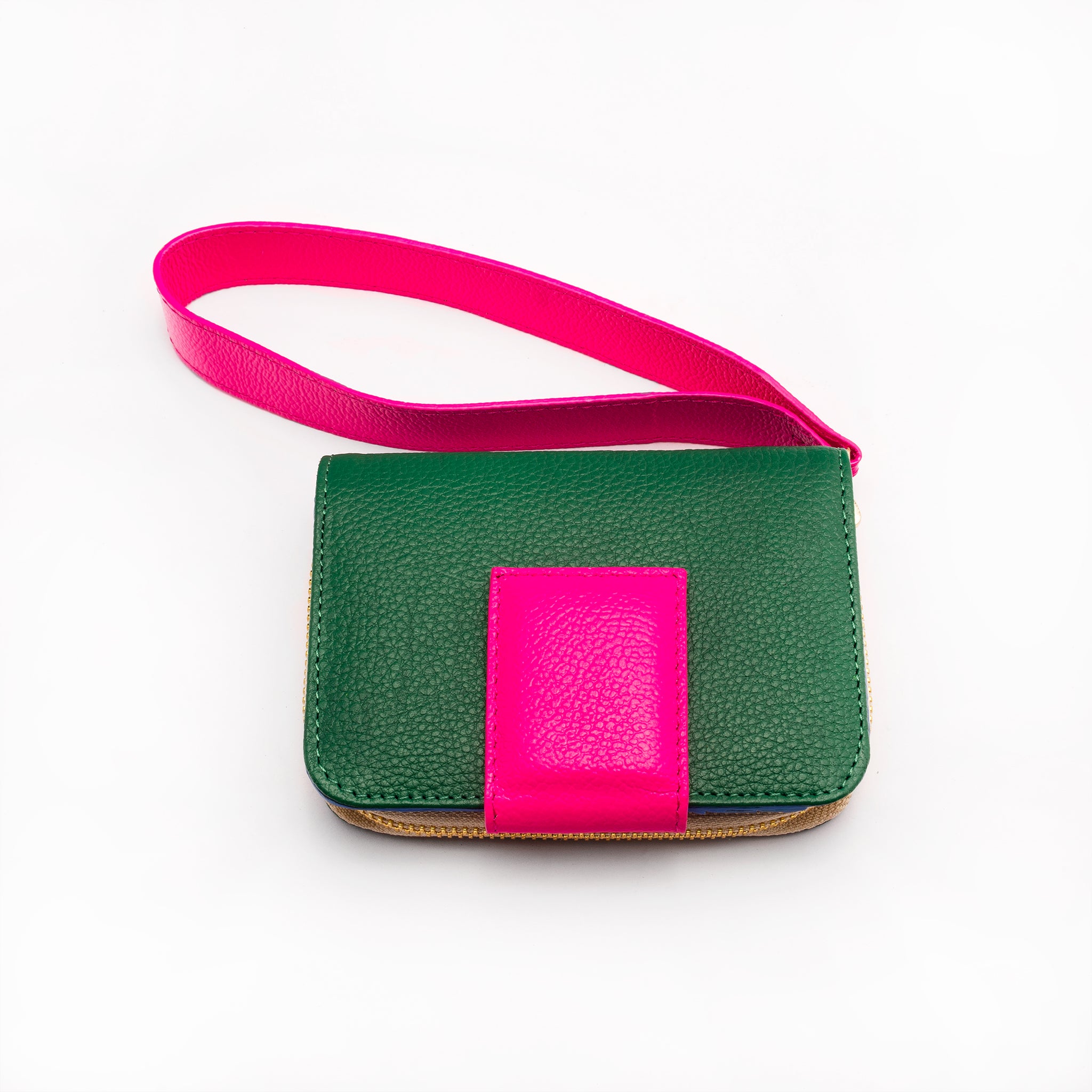 WALLET zipper - VERDE trebol +FUCSIA neón - DIVINA CASTIDAD